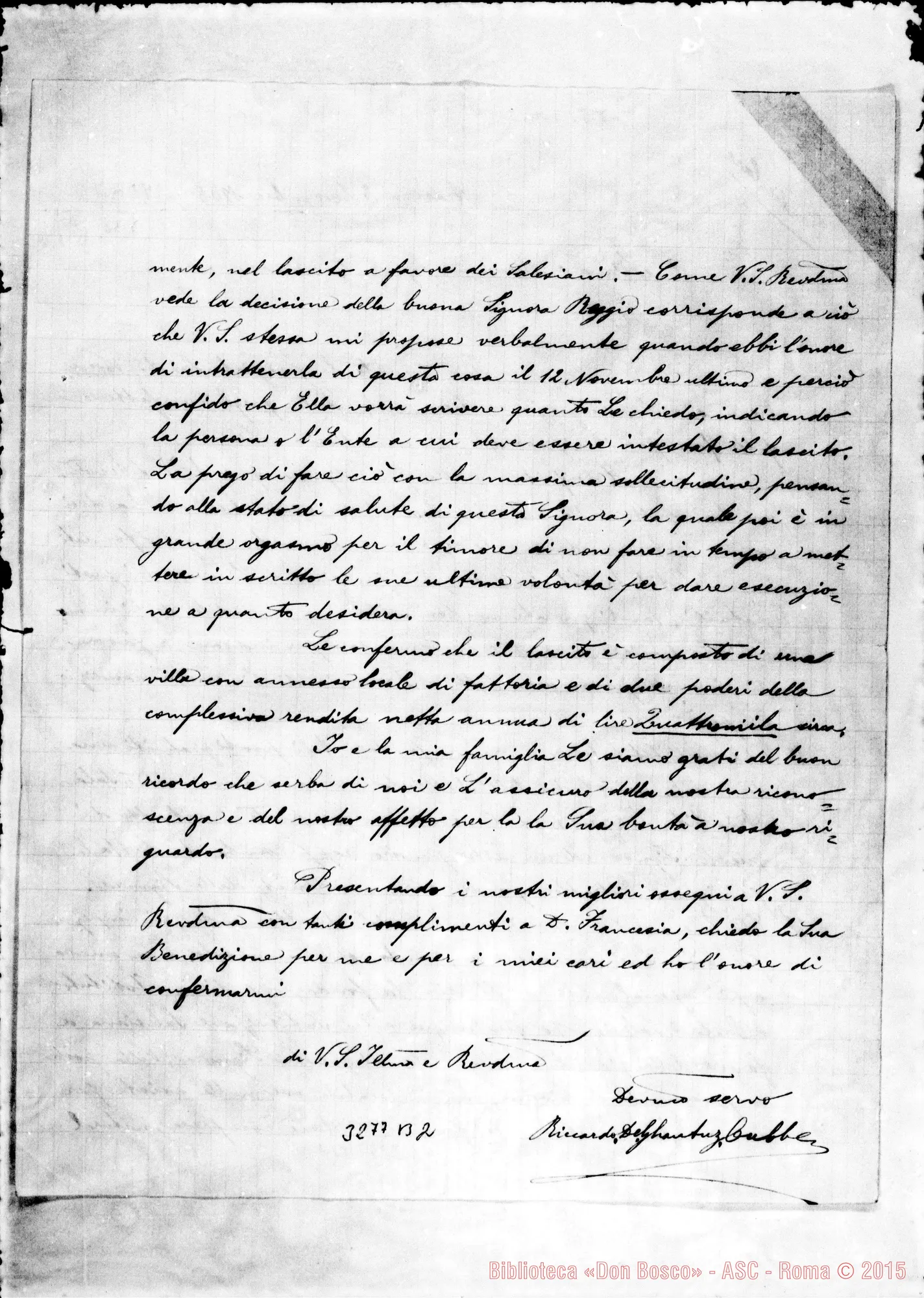 Fotogramma B 2 — Riccardo de Ghantuz Cubbe-Don Rua. Ardenza, 3-12-1908 Autogr. Rua
