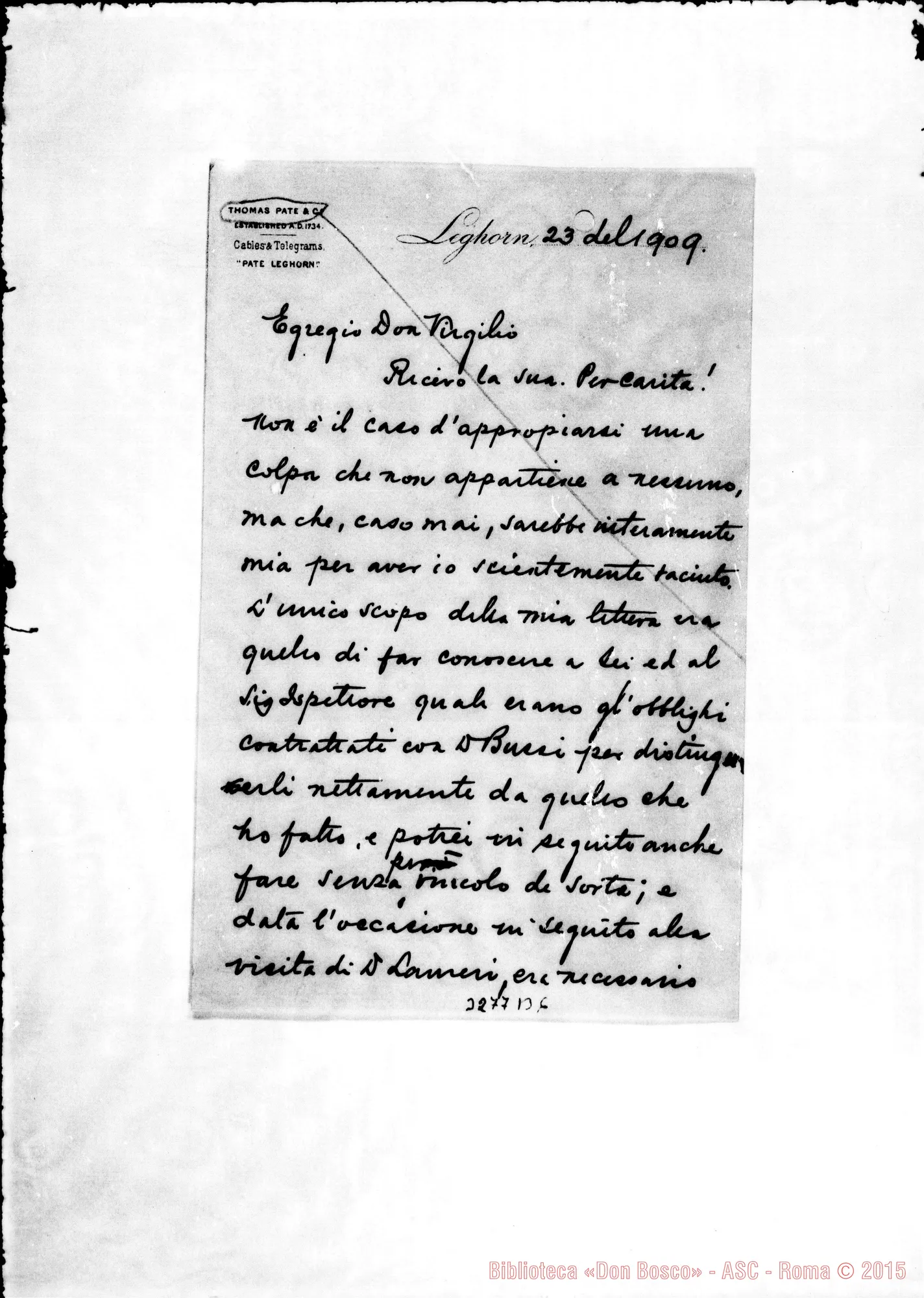 Fotogramma B 6 — Tommaso Pate-Don Virgilio. Leghorn, 23-01-1909