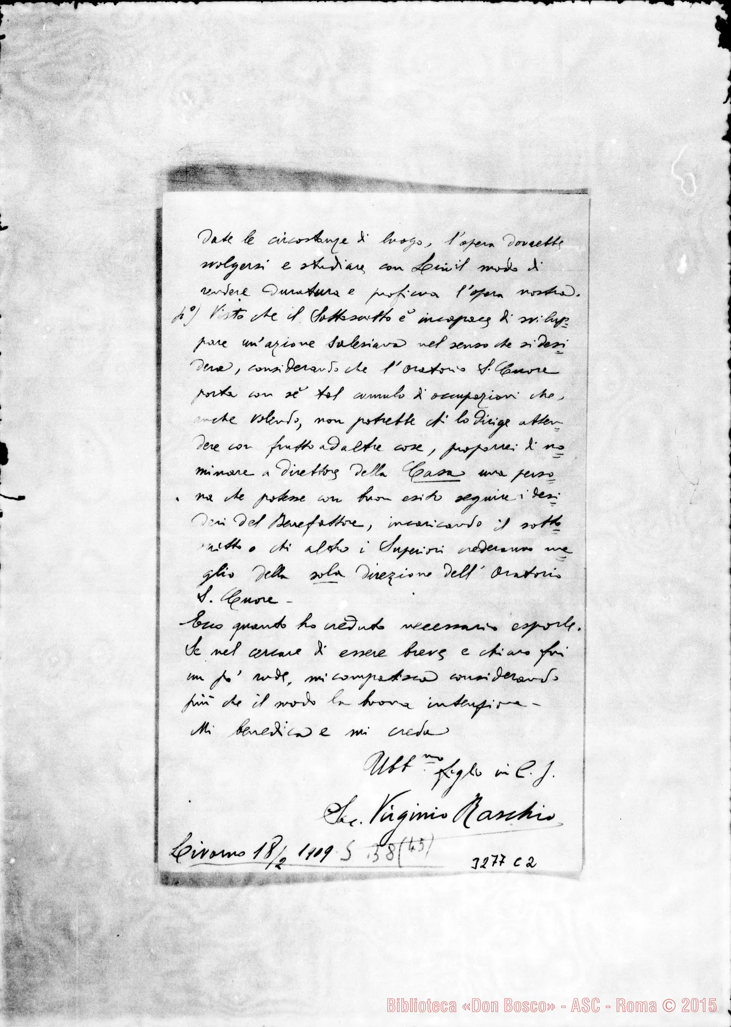 Fotogramma C 2 — Don Virgilio Raschio-Don Rinaldi. Livorno, 18-02-1909 Autogr. Rinaldi