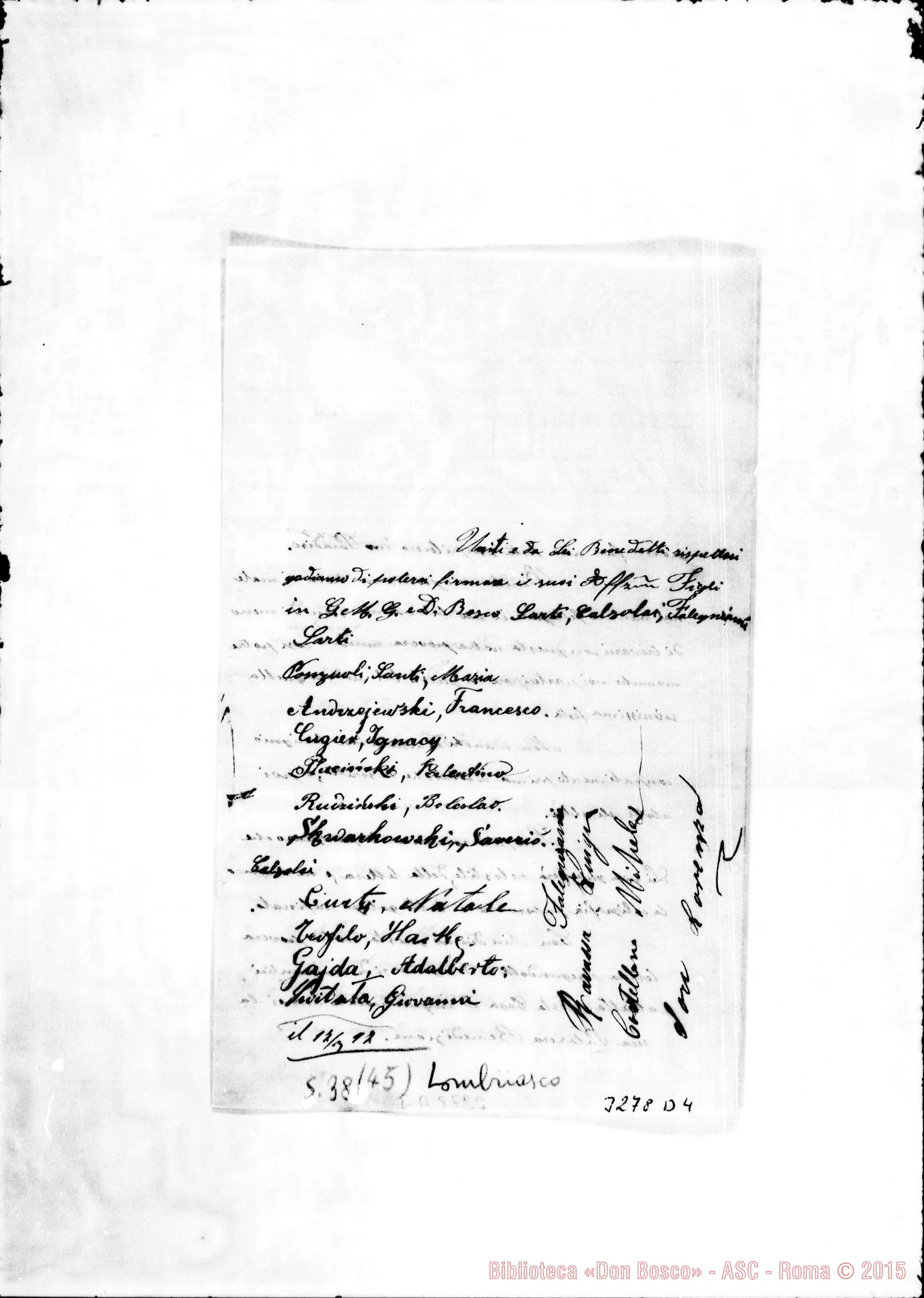 Fotogramma D 4 — Confratelli di Lombriasco-Don Lazzero, il 17-03-1897
