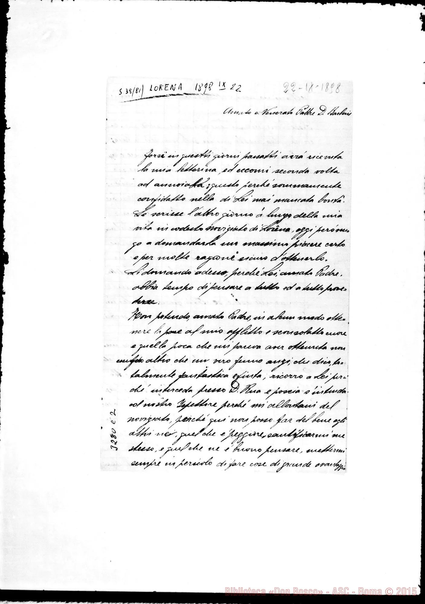 Fotogramma C 2 — Giuseppe Gioachino Santanna-Don Barberis. Lorena, 22-09-1898