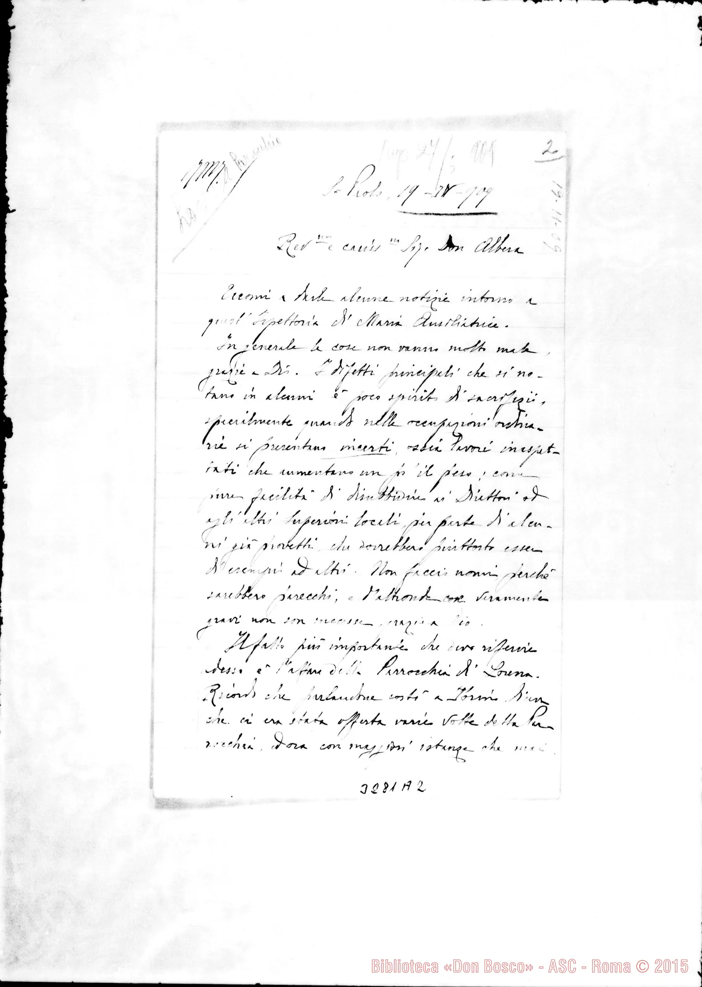 Fotogramma A 2 — Don Pietro Rota-Don Albera. Lorena, 19-11-1909