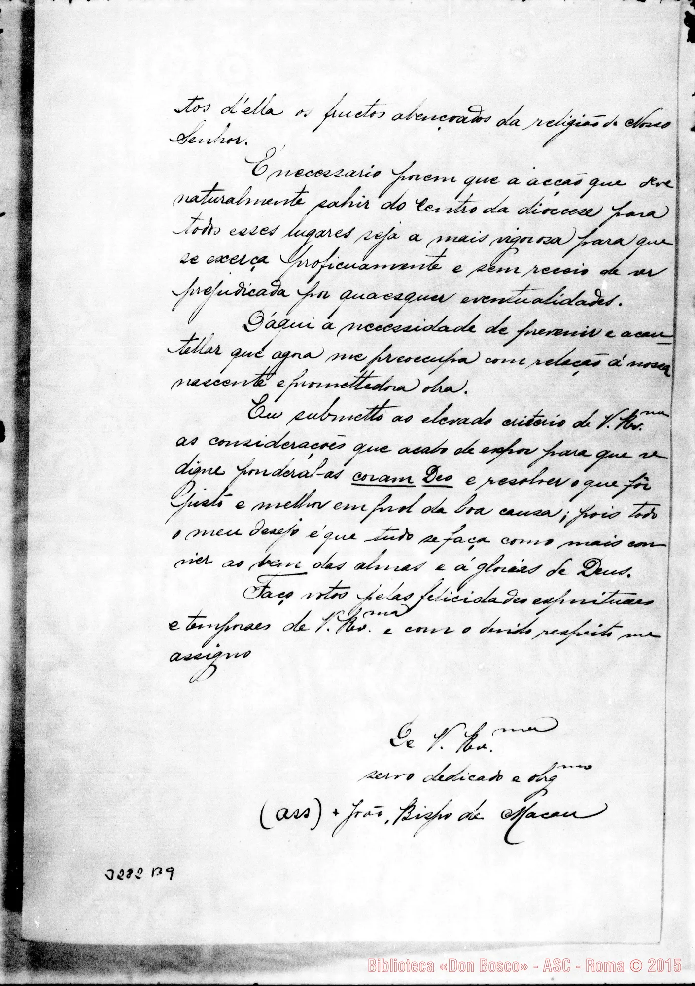 Fotogramma B 9 — Giov. P. de Azevedo, vesc.-Don Rua. Macao, 16-11-1906. Segue traduzione con autogr. Rua.