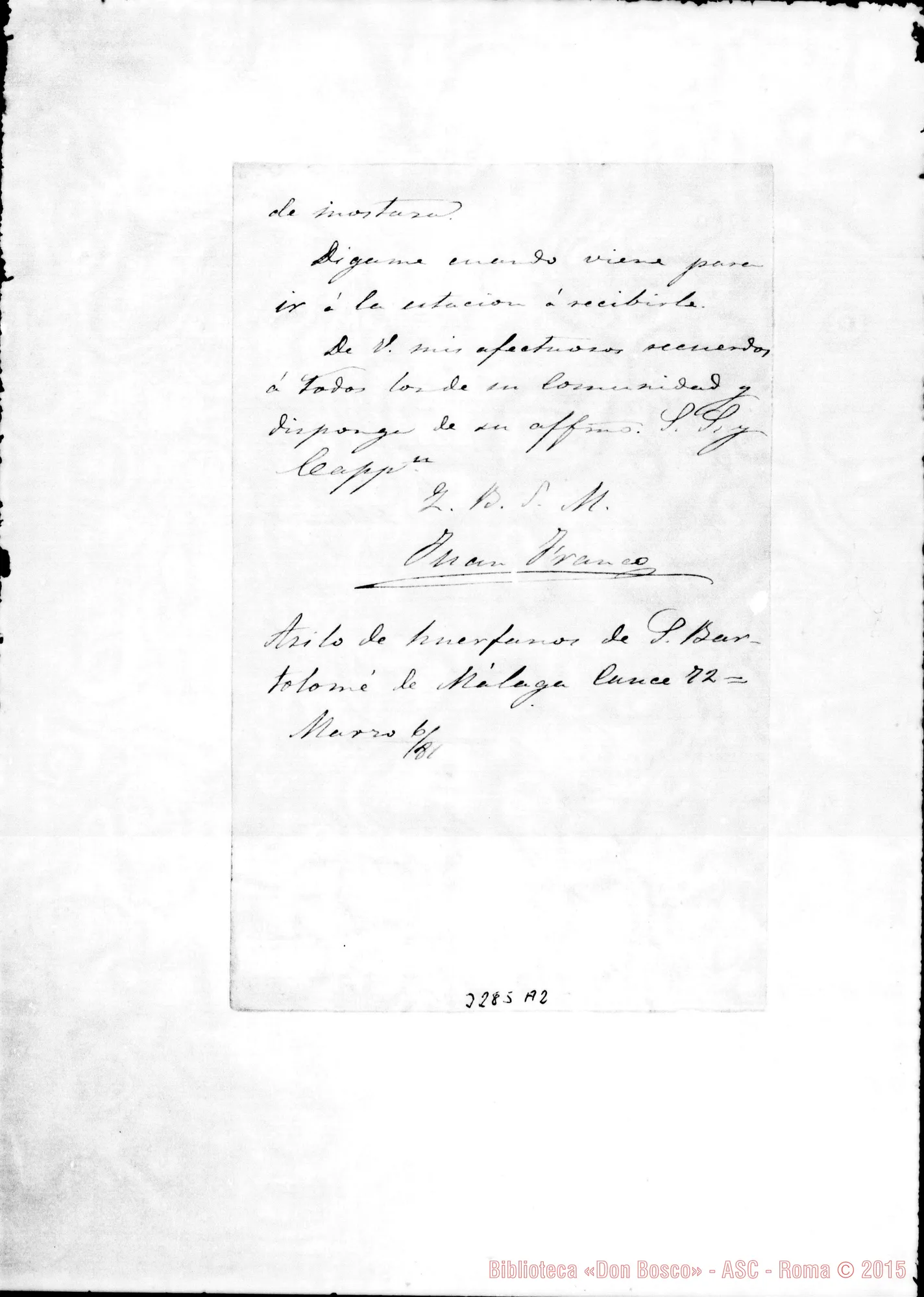 Fotogramma A 2 — Málaga: Juan Franco-Don Juan Cagliero. Màlaga, 6-03-1881