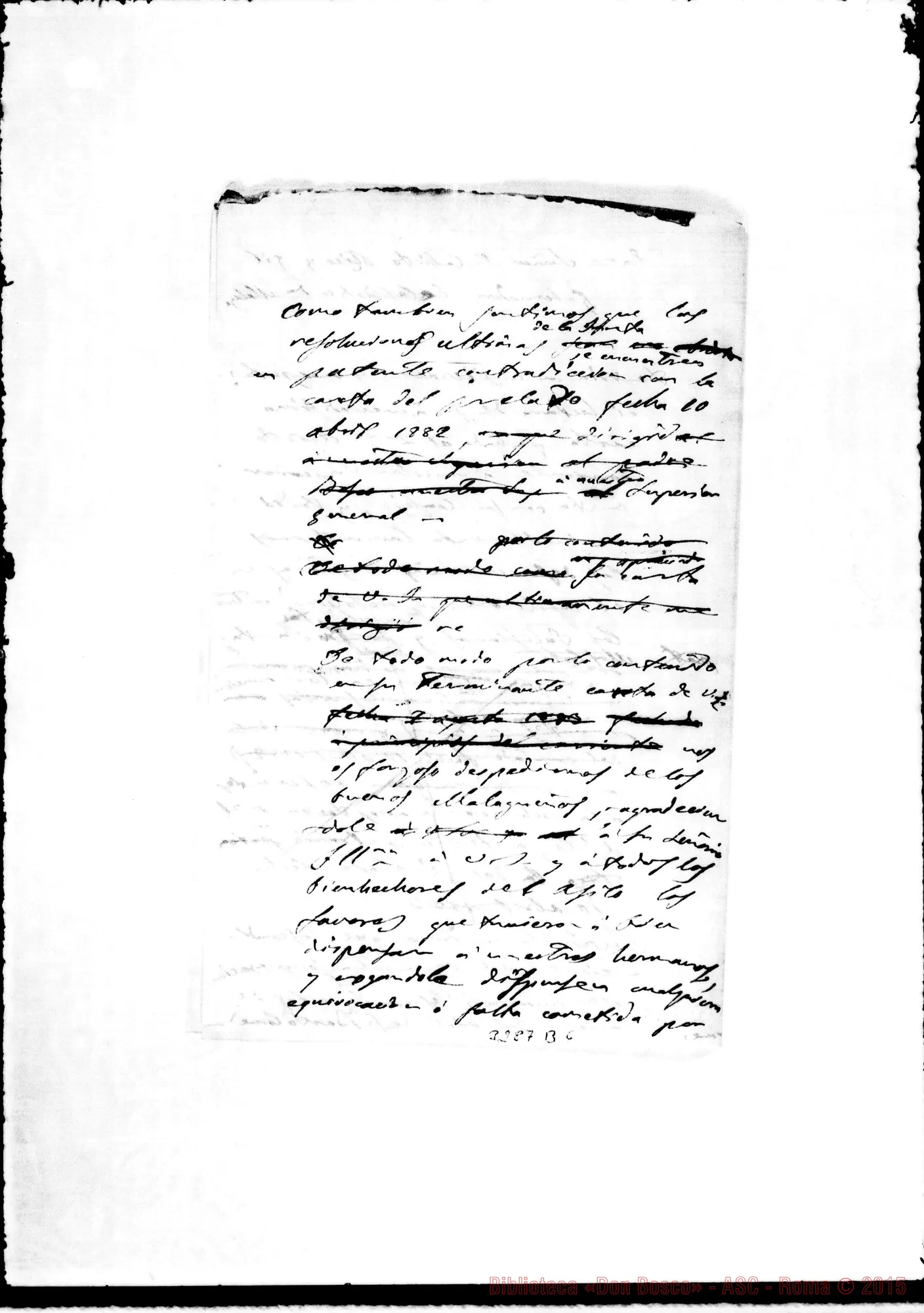 Fotogramma B 6 — Don Juan Cagliero-Don Calisto Rico y Gii. Torino, 27-08-1883 Con minuta