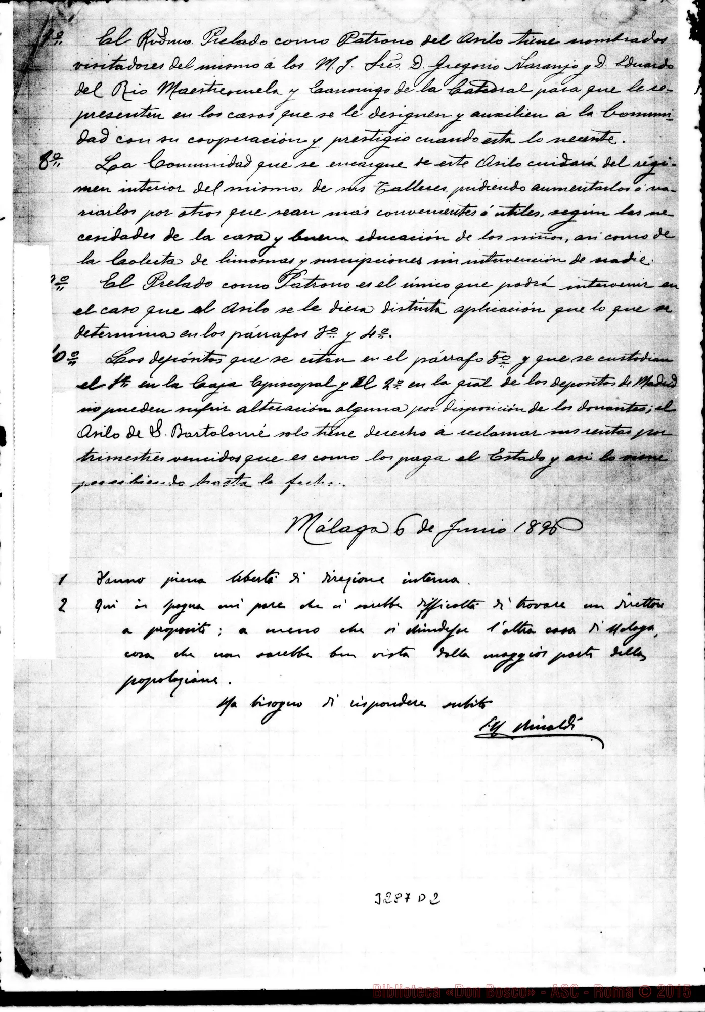 Fotogramma D 2 — Notizie sull’Asilo di S. Bartolomeo. Giugno 1896 Autogr. Rinaldi