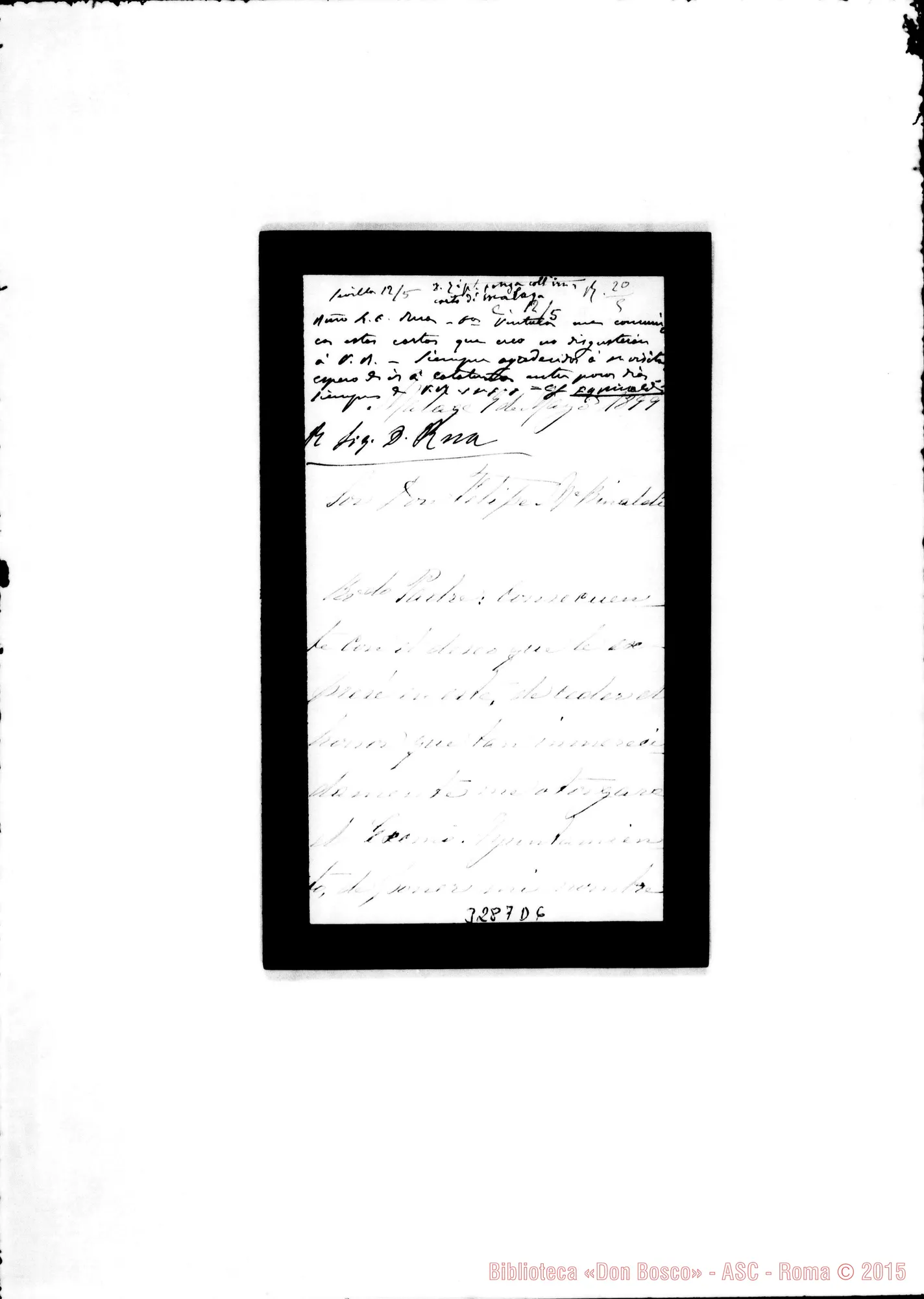Fotogramma D 6 — Doña Ventura Terrado de Sandoval-Don Rinaldi, il 7-05-1899 Autogr. Rua e Rinaldi