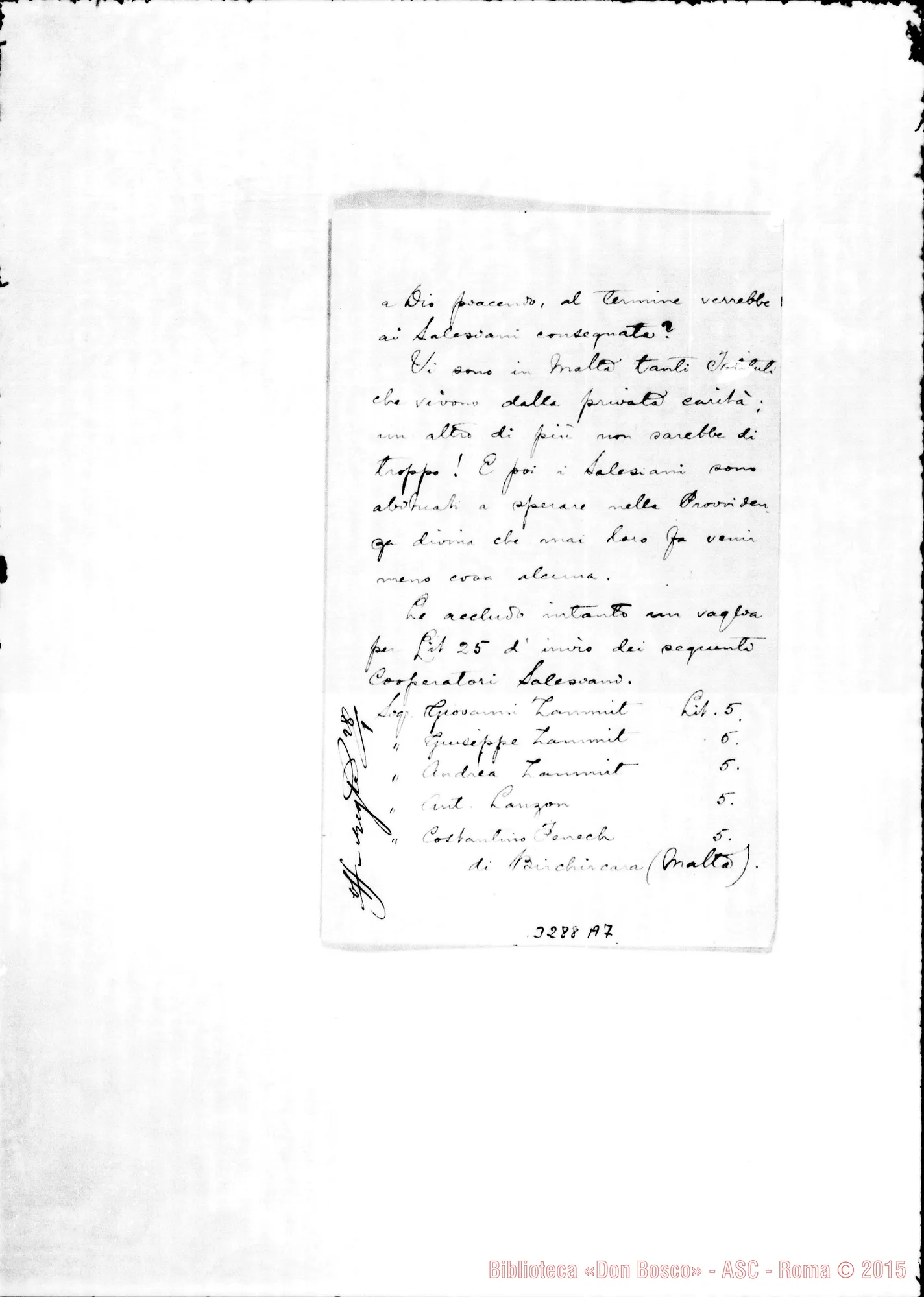 Fotogramma A 7 — Alfonso M. Galea, sac.-Don Rua. Malta, 23-01-1893 Autogr. Rua
