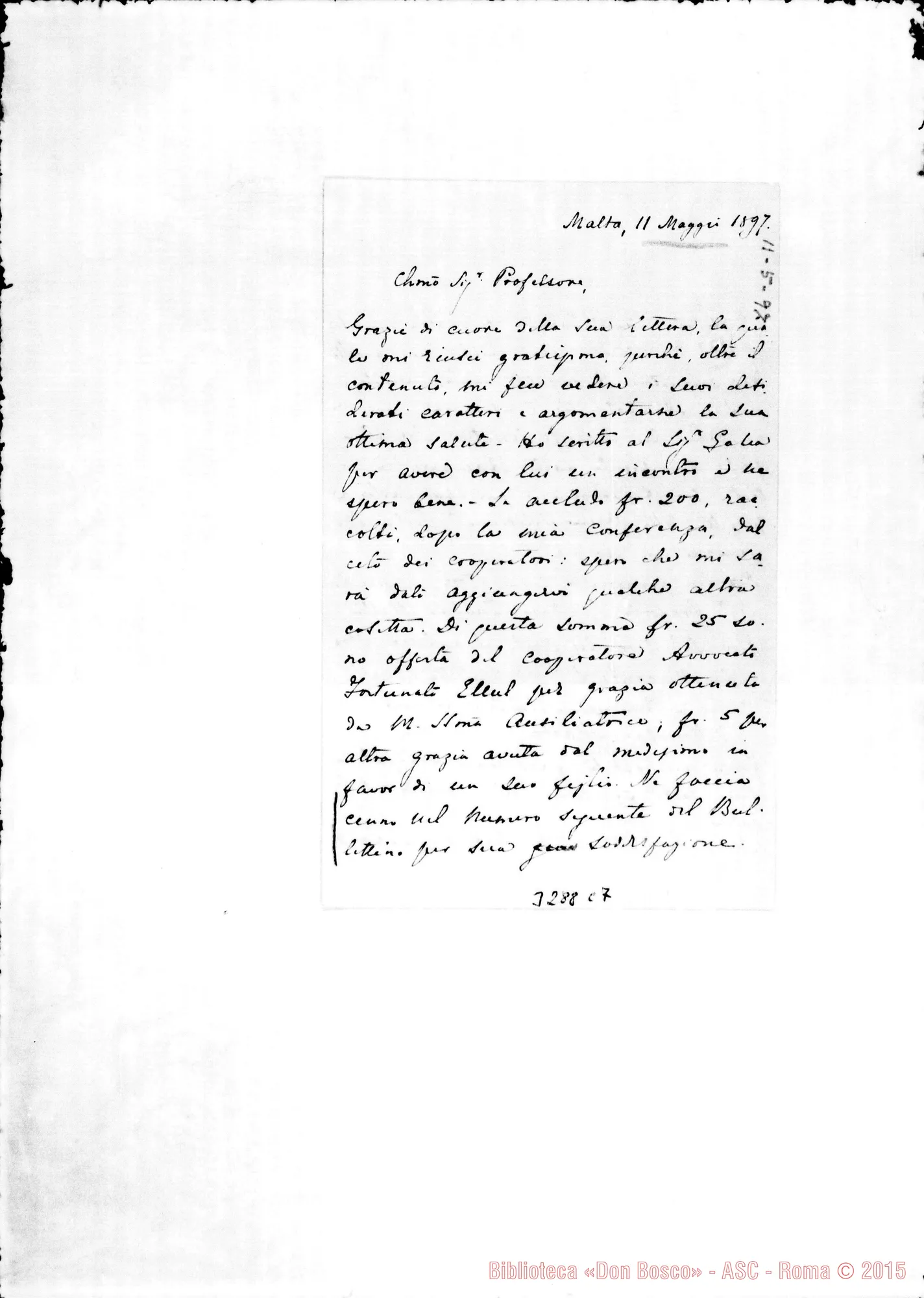 Fotogramma C 7 — Don Luigi Can. Farrugia-Professore. Malta, 11-05-1897