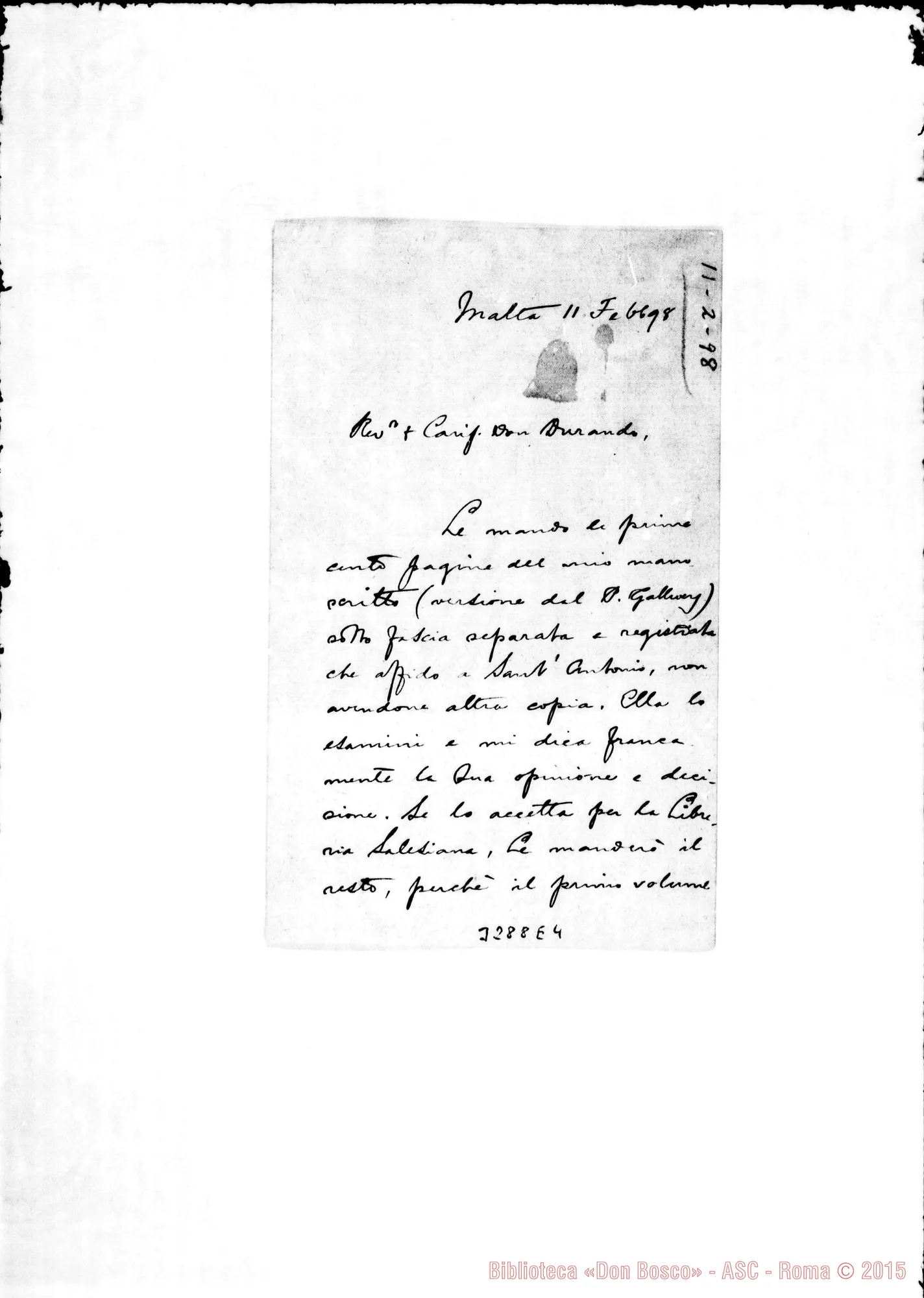 Fotogramma E 4 — Don Alfonso M. Galea-Don Durando. Malta, 11-02-1898