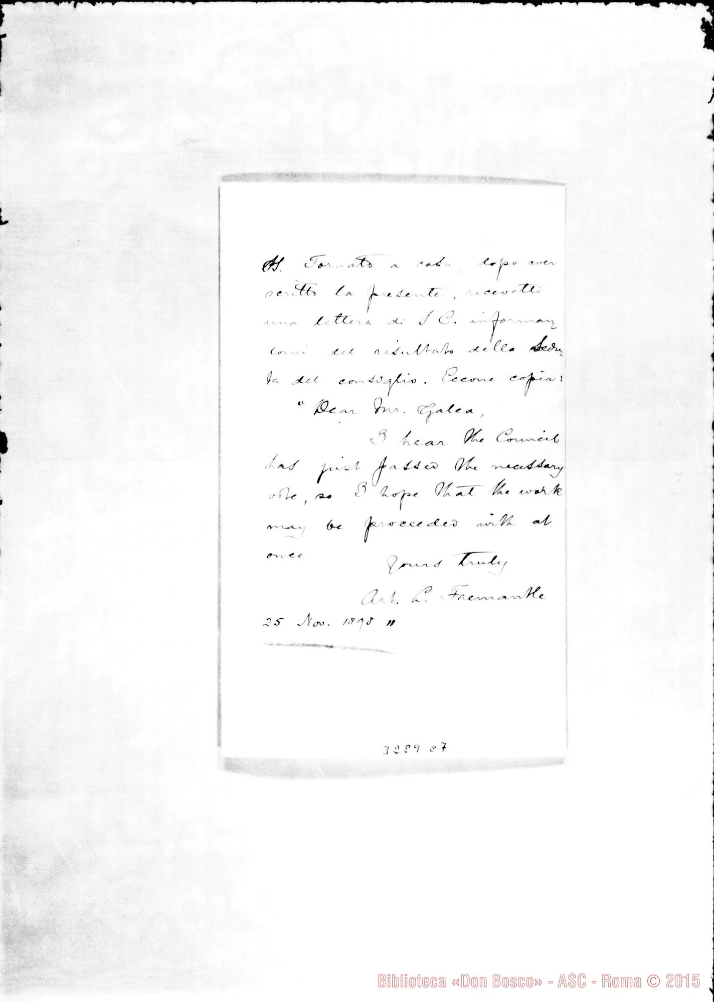 Fotogramma C 7 — Don Alfonso M. Galea-Don Durando. Malta, 26-11-1898