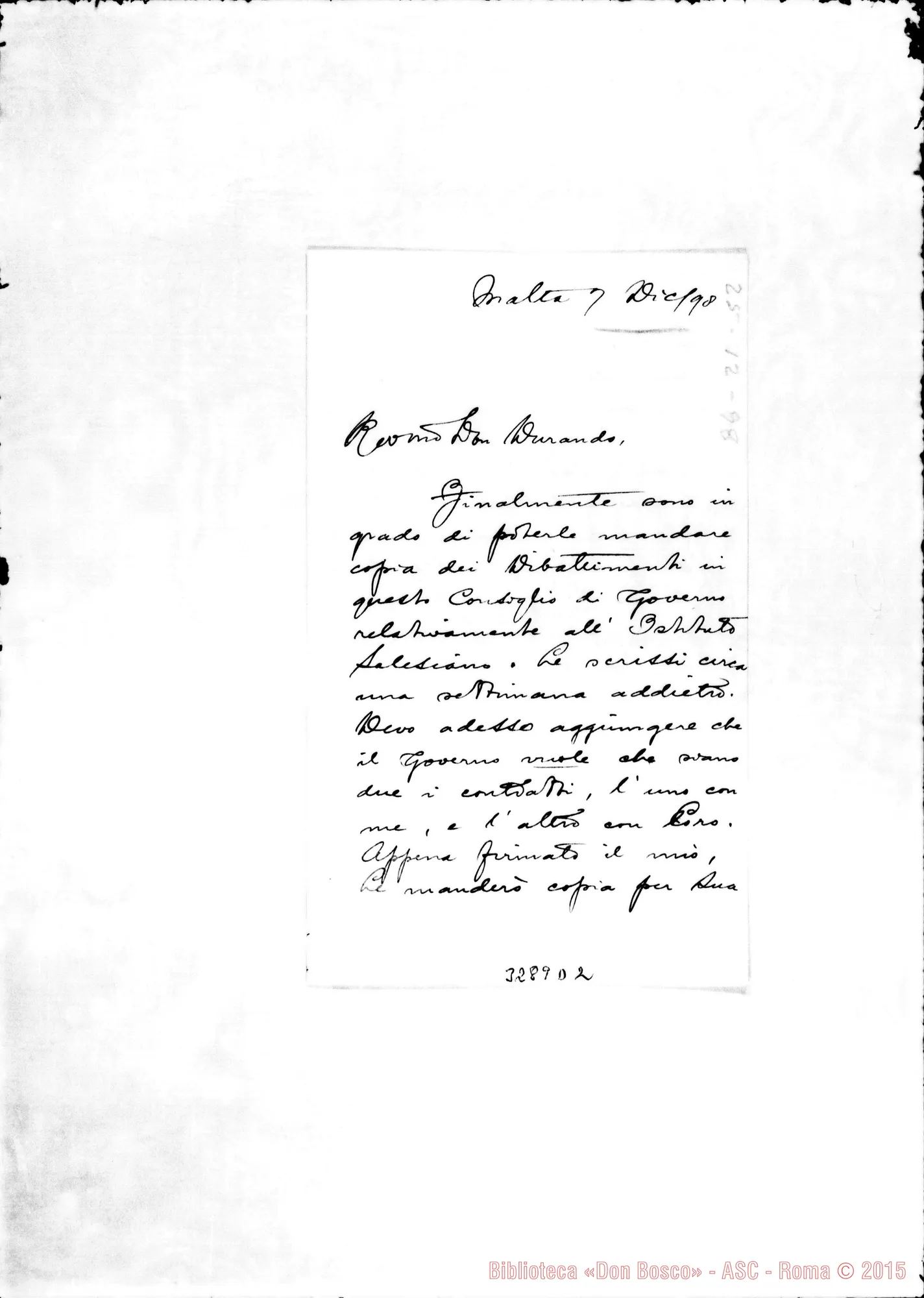 Fotogramma D 2 — Don Alfonso M. Galea-Don Durando. Malta, dicembre 1898