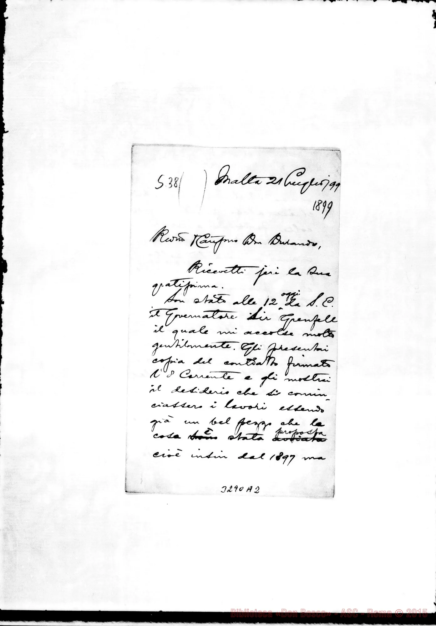 Fotogramma A 2 — Don Alfonso M. Galea-Don Durando. Malta, 21-07-1899