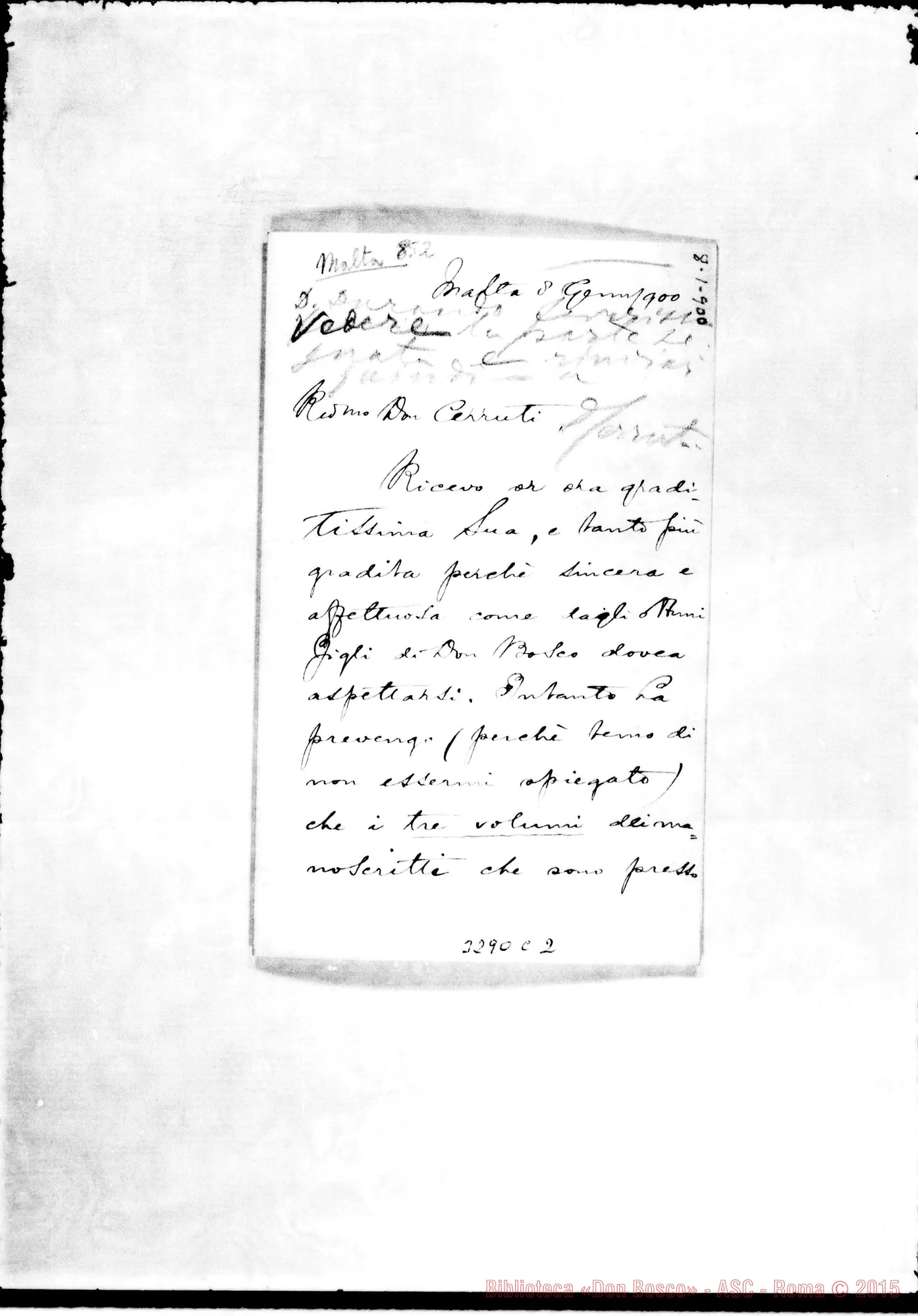 Fotogramma C 2 — Don Alfonso M. Galea-Don Cerruti. Malta, 8-01-1900