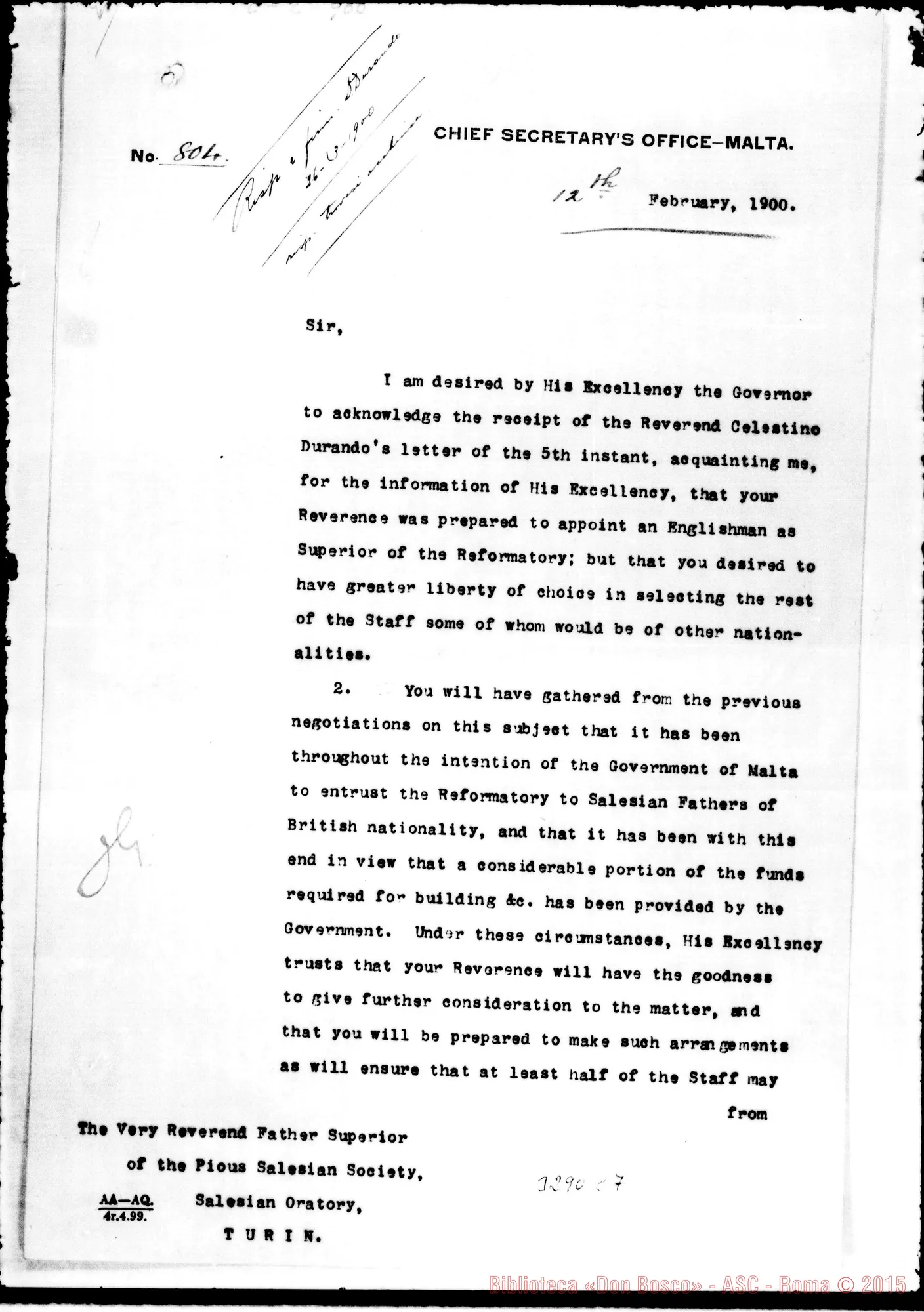 Fotogramma C 7 — Segretario del Governo-Don Rua. Malta, 12-02-1900