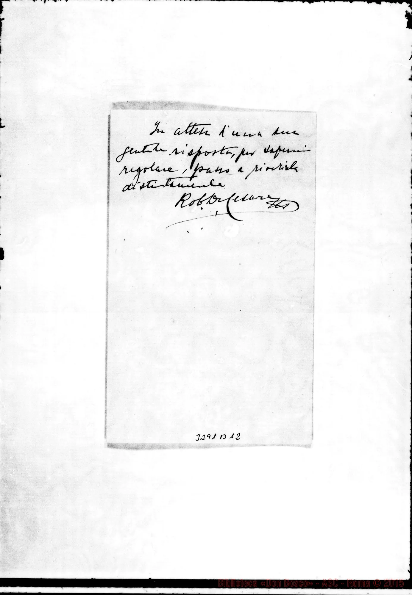 Fotogramma B 12 — Robert De Cesare-Don Rua. Malta, 12-07-1901 Autogr. Rua