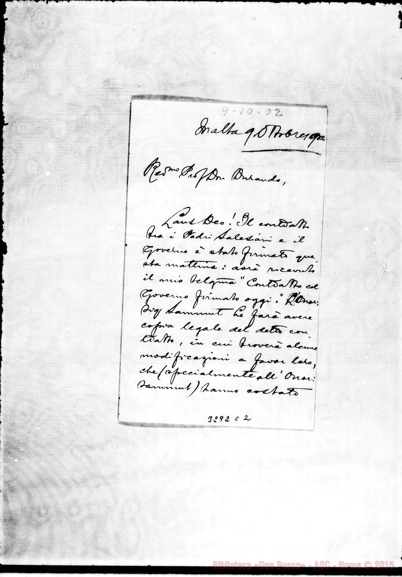 Fotogramma C 2 — Don Alfonso M. Galea-Don Durando. Malta, 9-10-1902