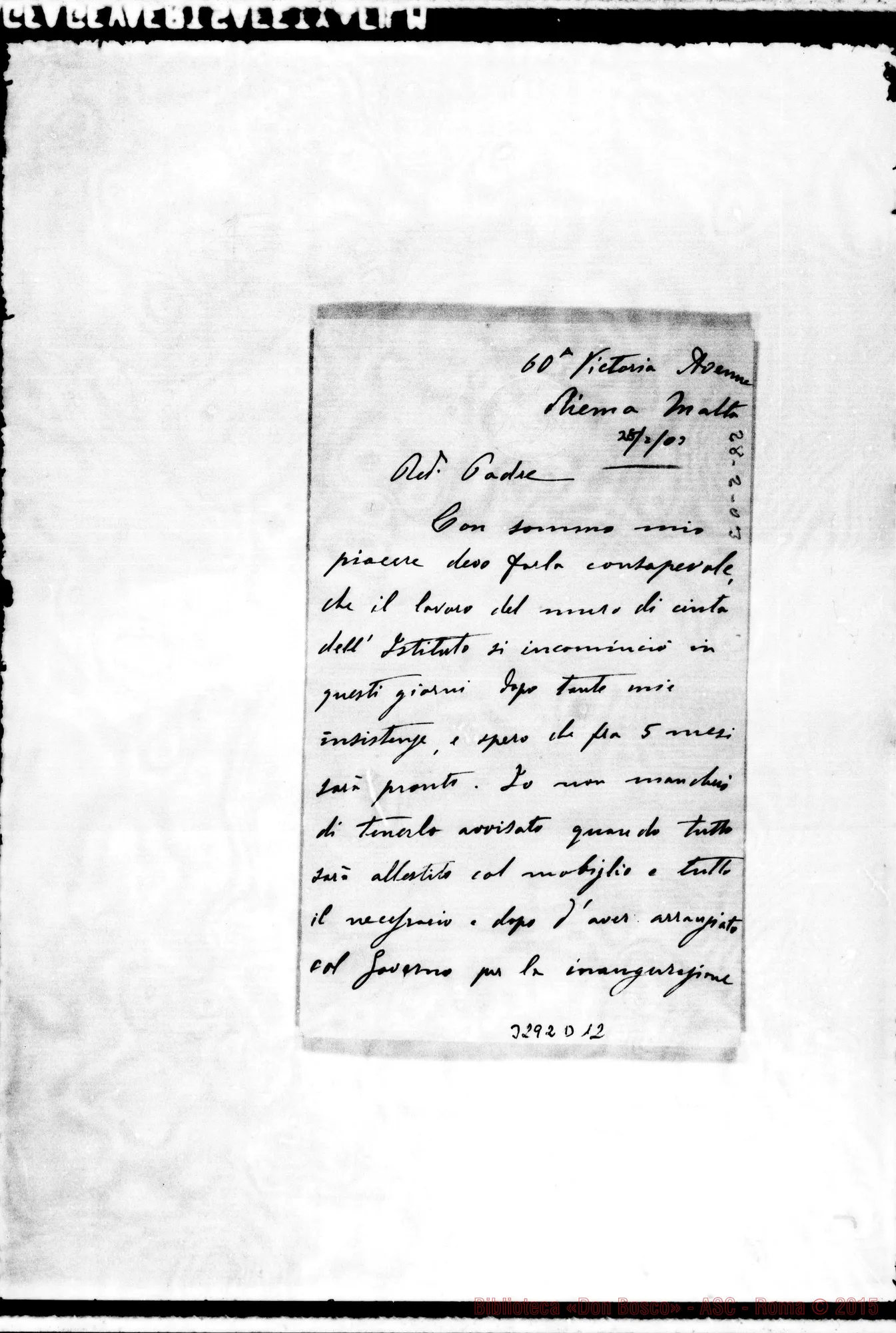 Fotogramma D 12 — Paolo Sammut-Rev.do Padre. Sliema, 28-02-1903
