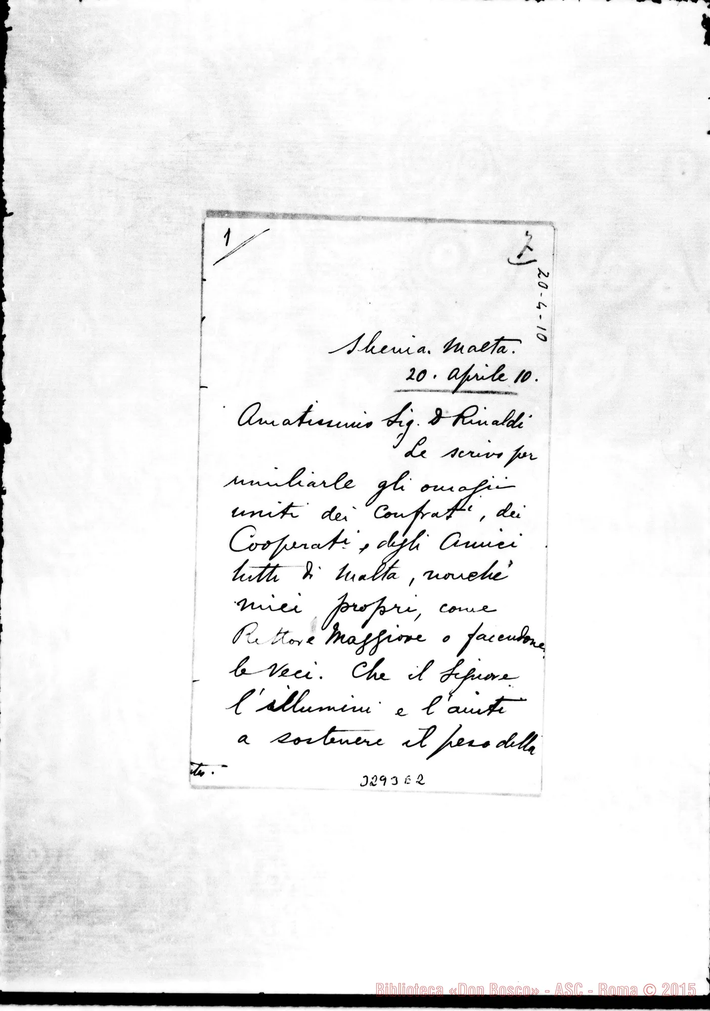 Fotogramma E 2 — Don O’Grady-Don Rinaldi. Sliema, 20-04-1910 Incompleta