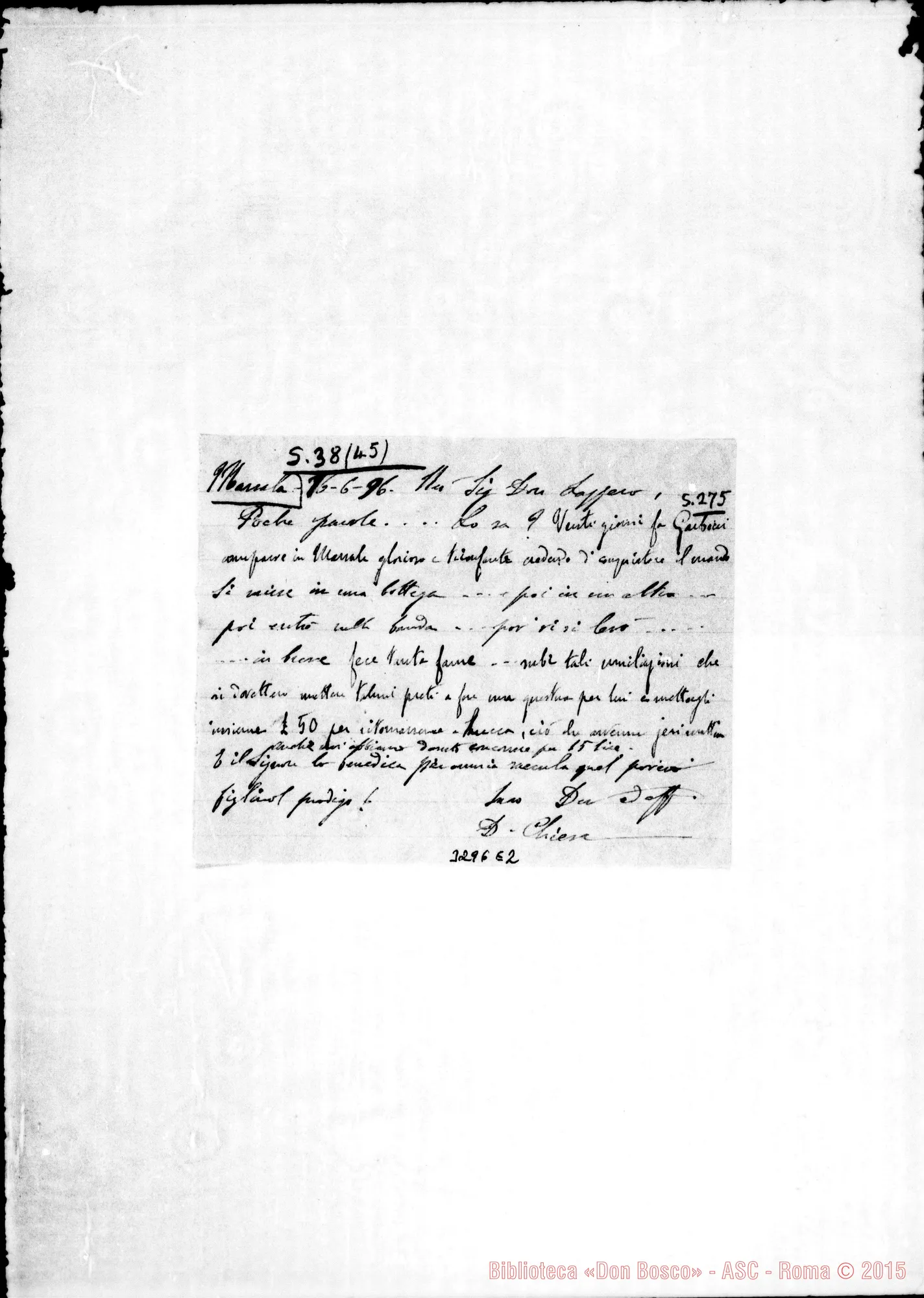 Fotogramma E 2 — Don Chiesa Giovanni-Don Lazzero. Marsala, 16-06-1896