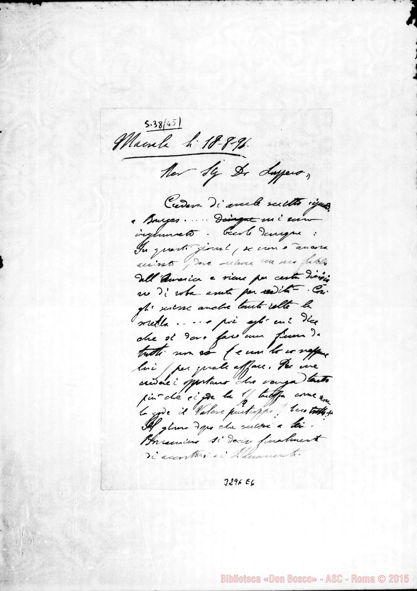 Fotogramma E 6 — Don Giovanni Chiesa-Don Lazzero. Marsala, 18-08-1896