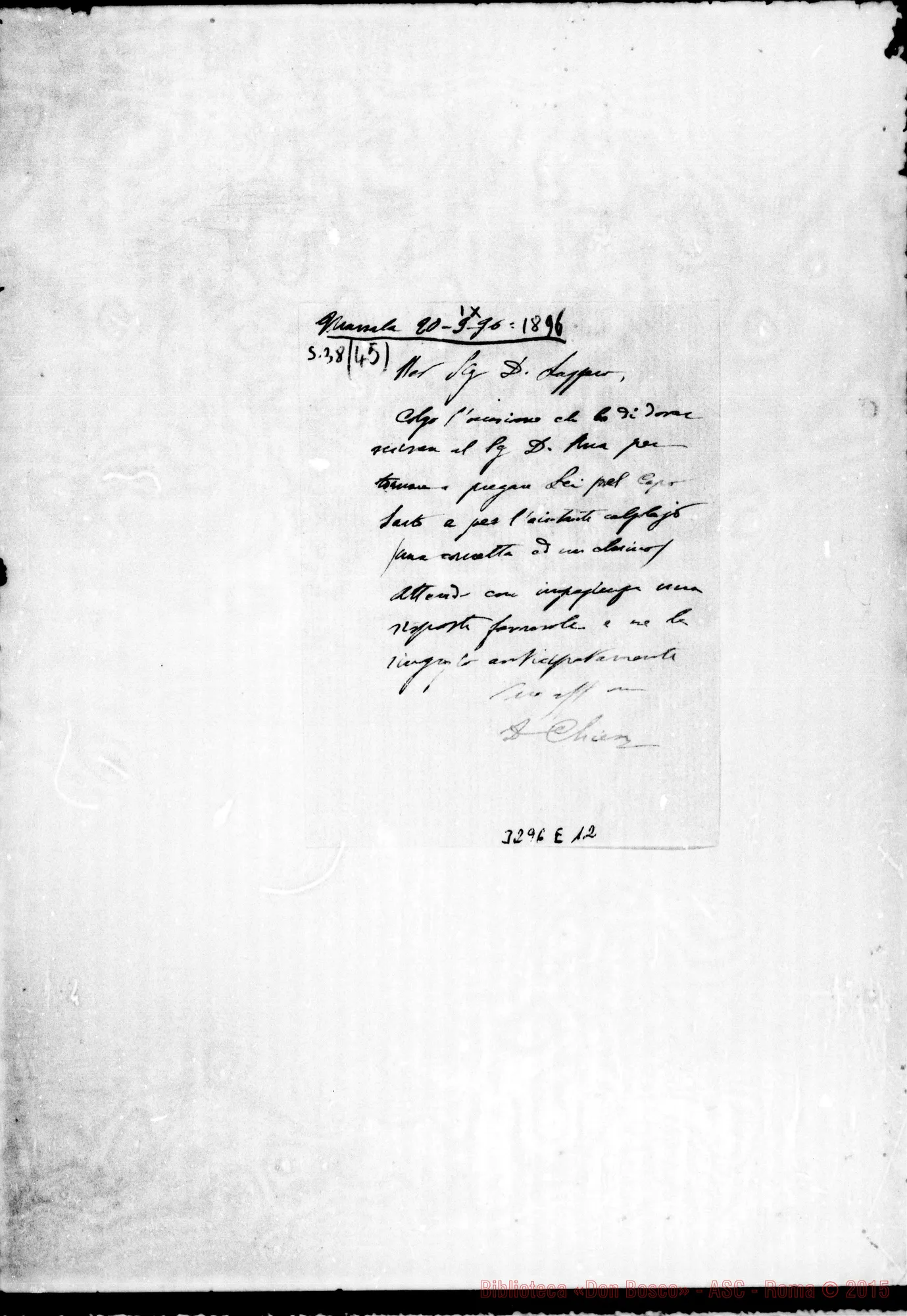 Fotogramma E 12 — Don Giovanni Chiesa-Don Lazzero. Marsala, 20-09-1896