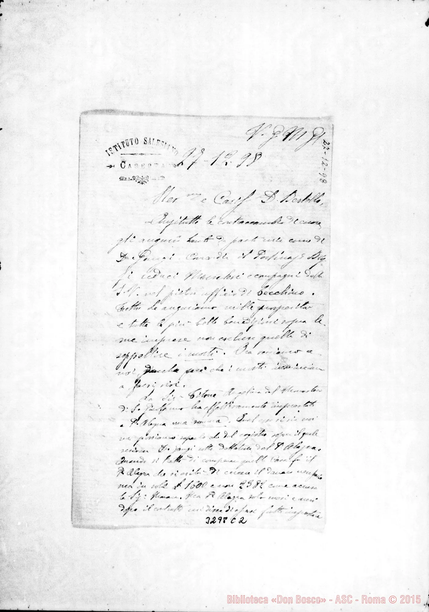 Fotogramma C 2 — Don Giovanni Chiesa-Don Bertello. Marsala, 27-12-1898