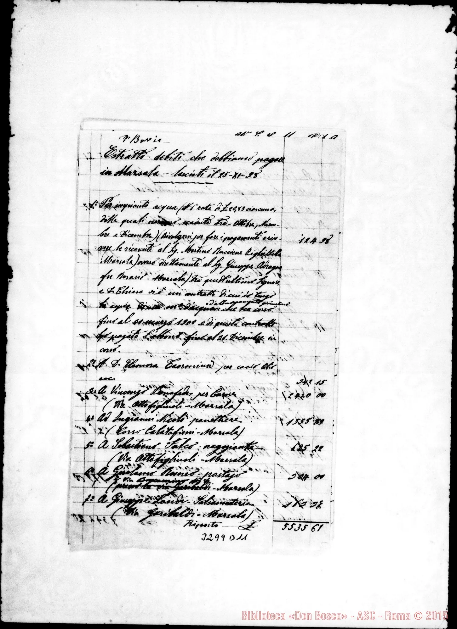Fotogramma D 11 — Don Giuseppe Gangi-Don Rua. Ali, 1-12-1898