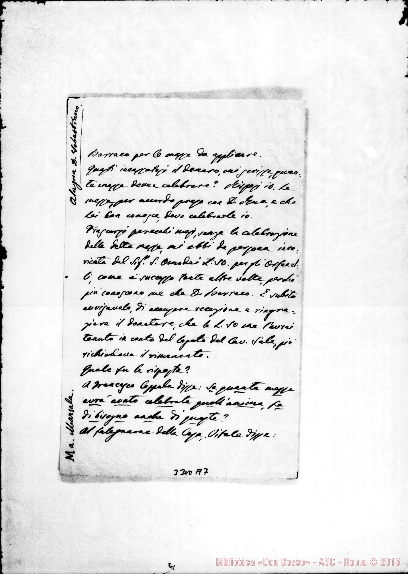 Fotogramma A 7 — Don Sebastiano Alagna-Don Rua. Marsala, 30-09-1902 Autogr. Rua