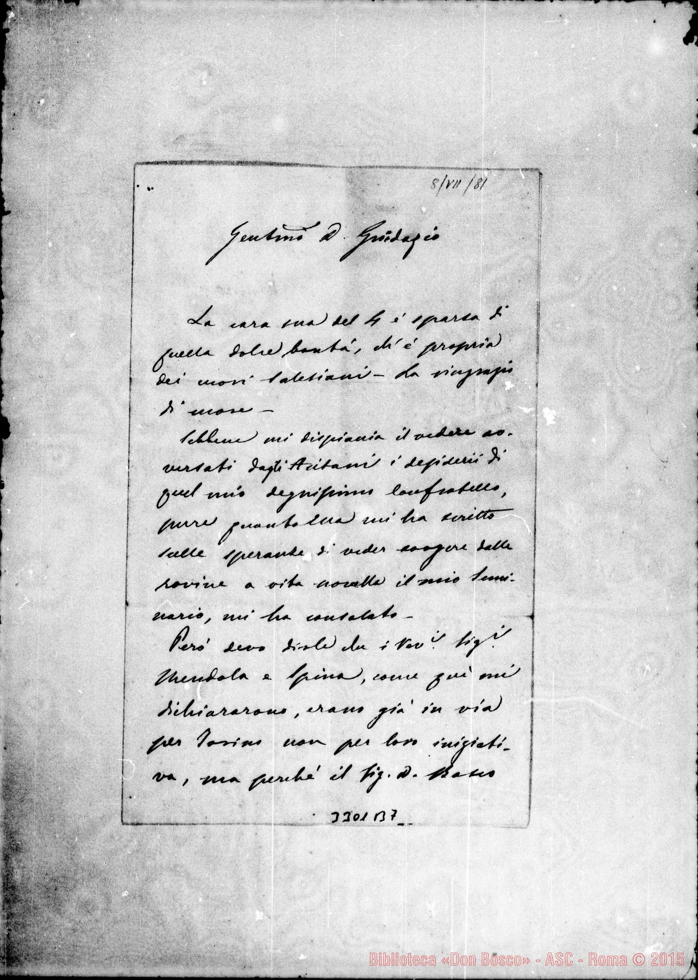 Fotogramma B 7 — A Don Rua-senza firma E Giuseppe Guarino, arciv.-Don Guidazio. Messina, 8-07-1881