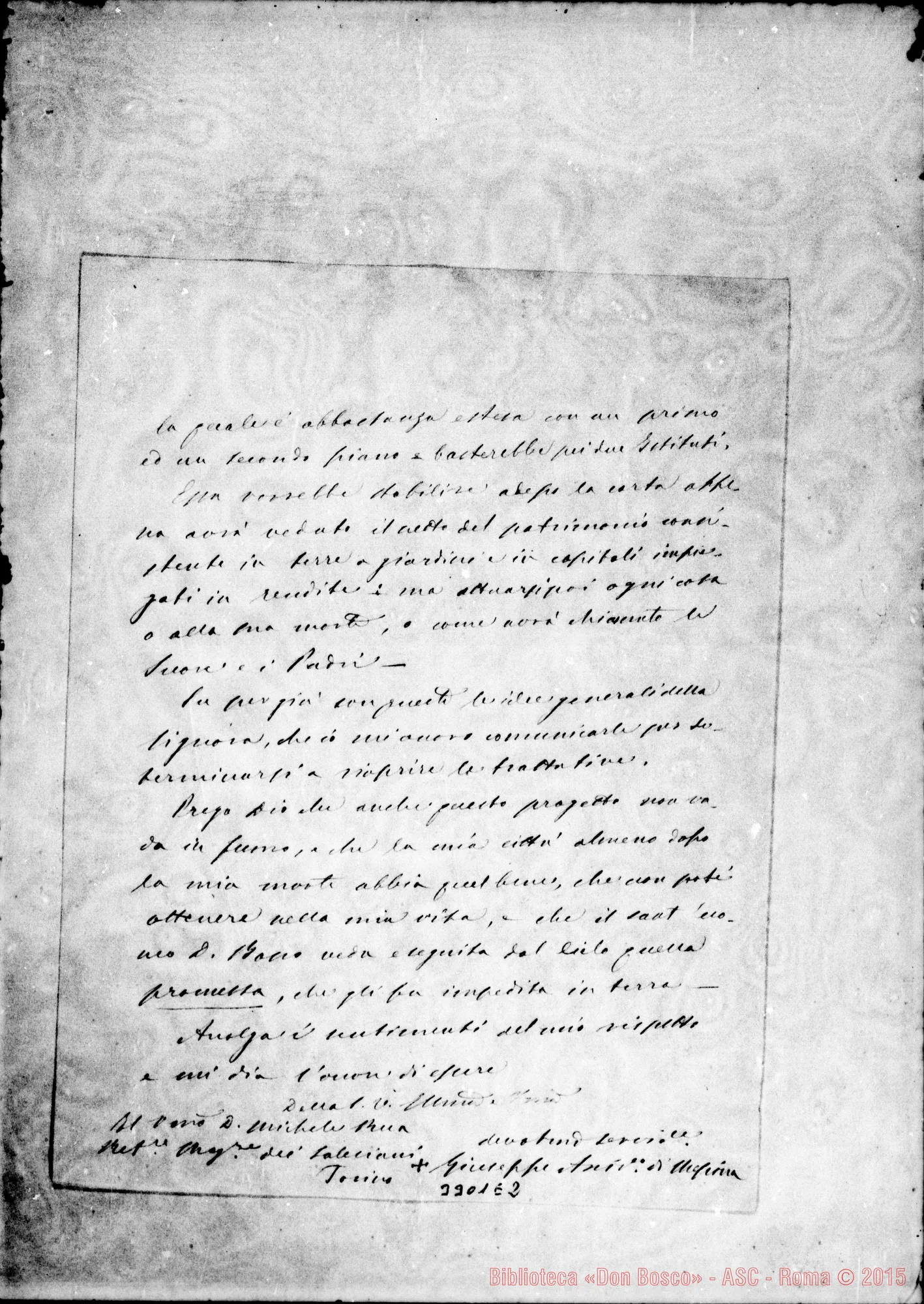 Fotogramma E 2 — Mons. Guarino-Don Rua. Messina, senza data. Autogr. Rua