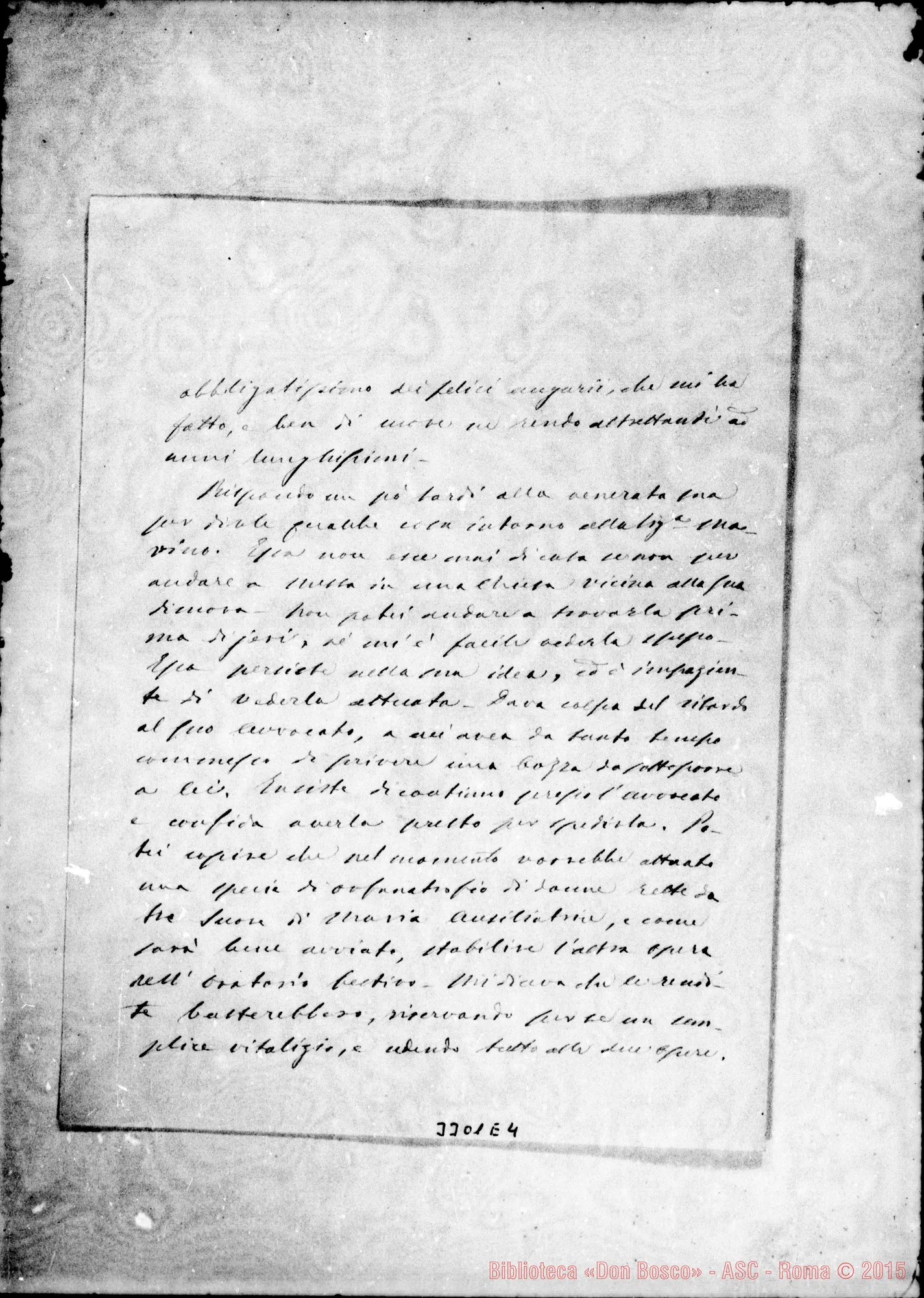 Fotogramma E 4 — Mons. Guarino-Don Rua. Messina, 14-01-1889 Autogr. Rua