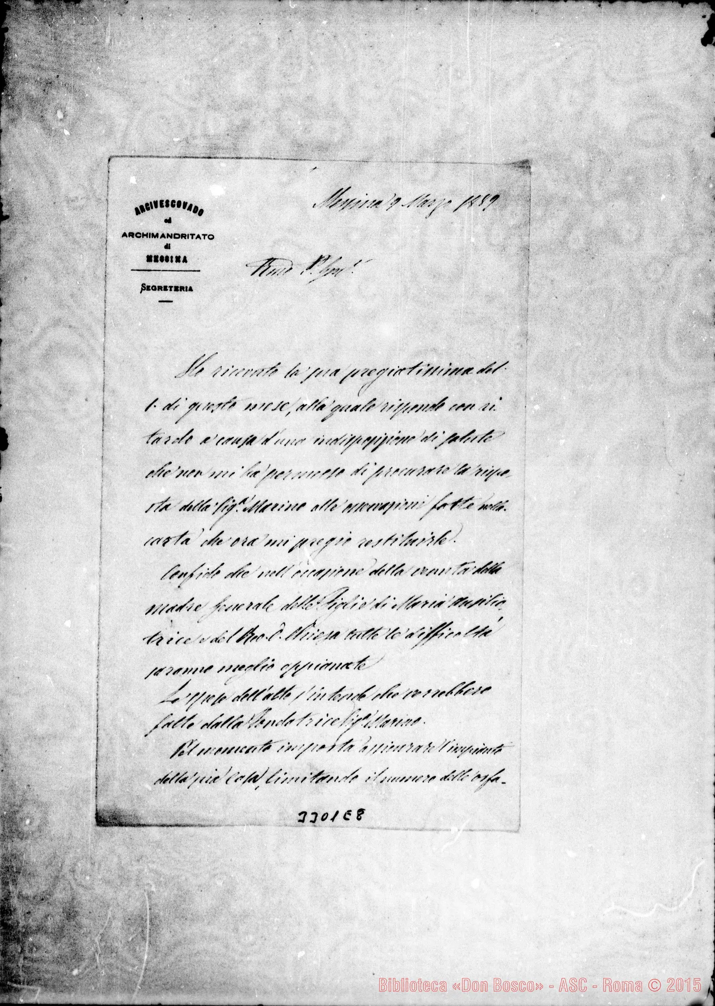 Fotogramma E 8 — Mons. Guarino-Don Rua. Messina, 9-03-1889