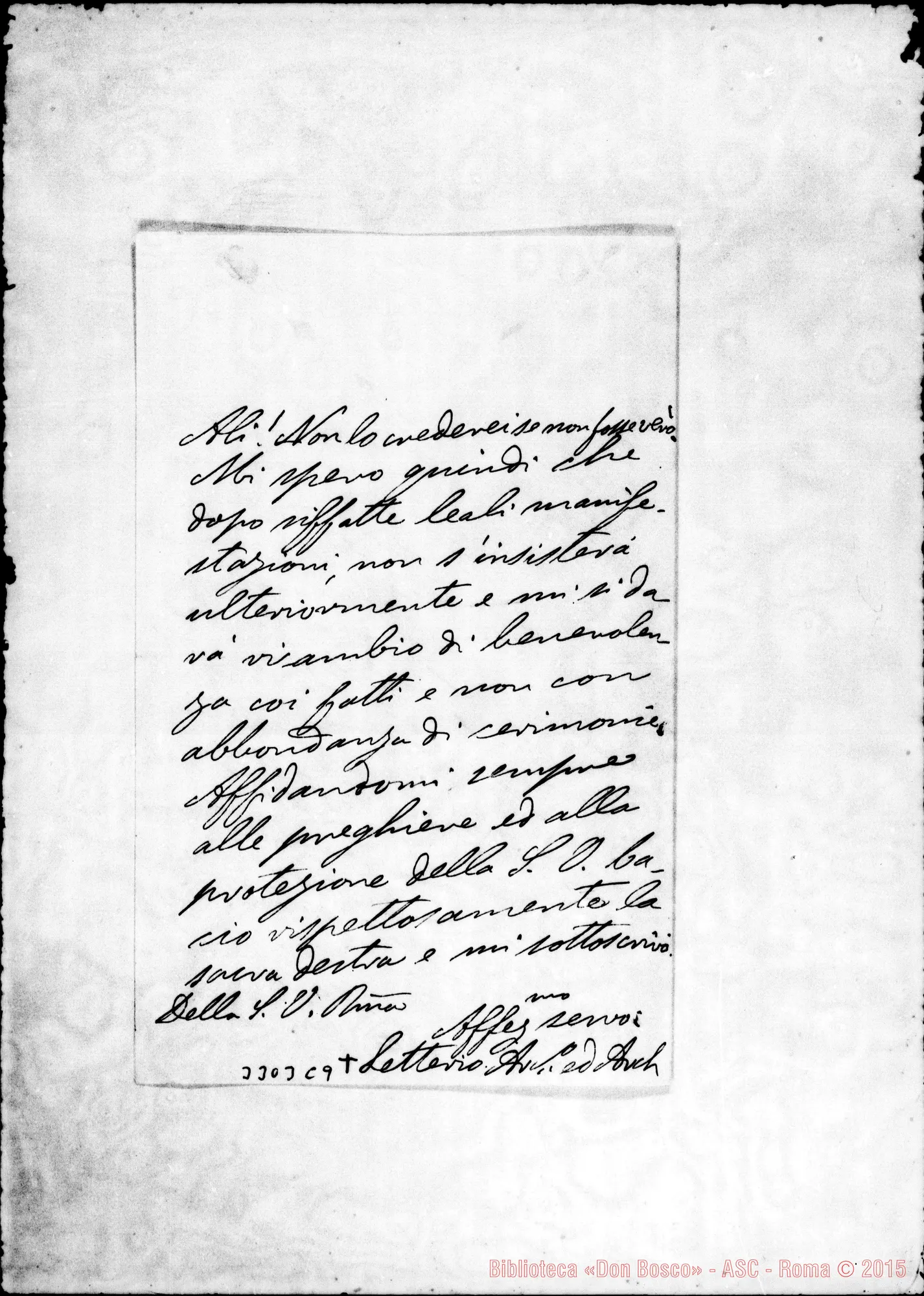 Fotogramma C 9 — Mons. d’Arrigo-Rev.mo Sig. Messina, 19-11-1900