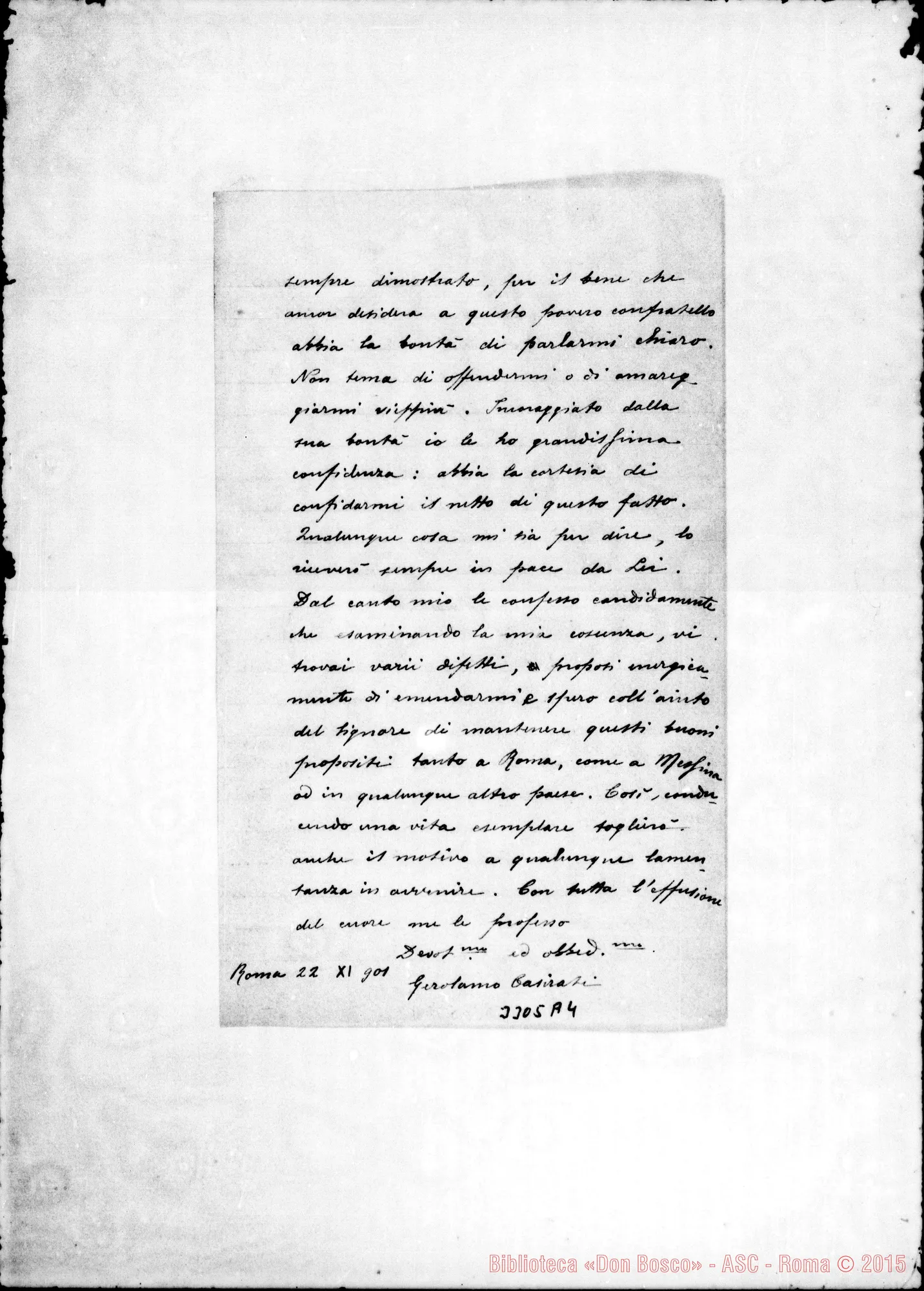 Fotogramma A 4 — Gerolamo Casirati-Don Cerruti. Roma, 22-11-1901
