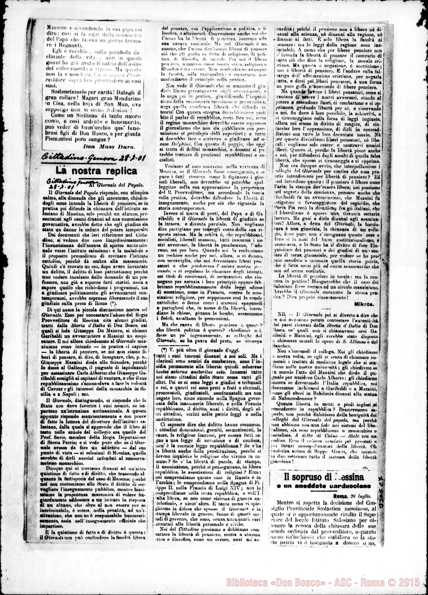 Fotogramma C 7 — Ritagli di giornale sul caso di Messina