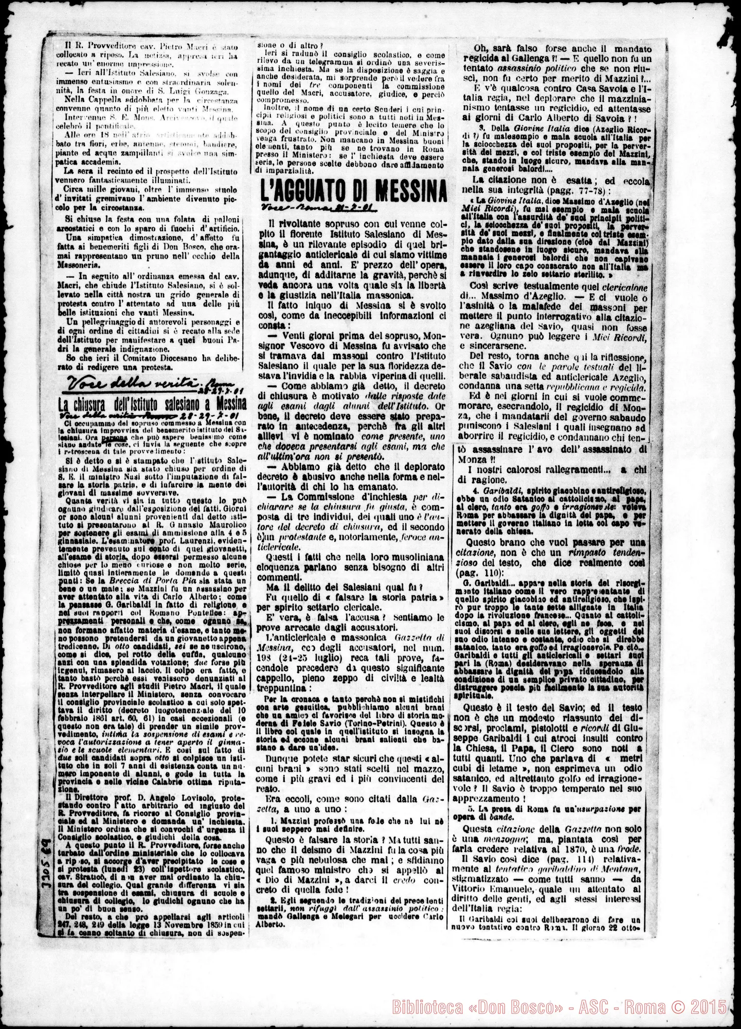 Fotogramma C 9 — Ritagli di giornale sul caso di Messina
