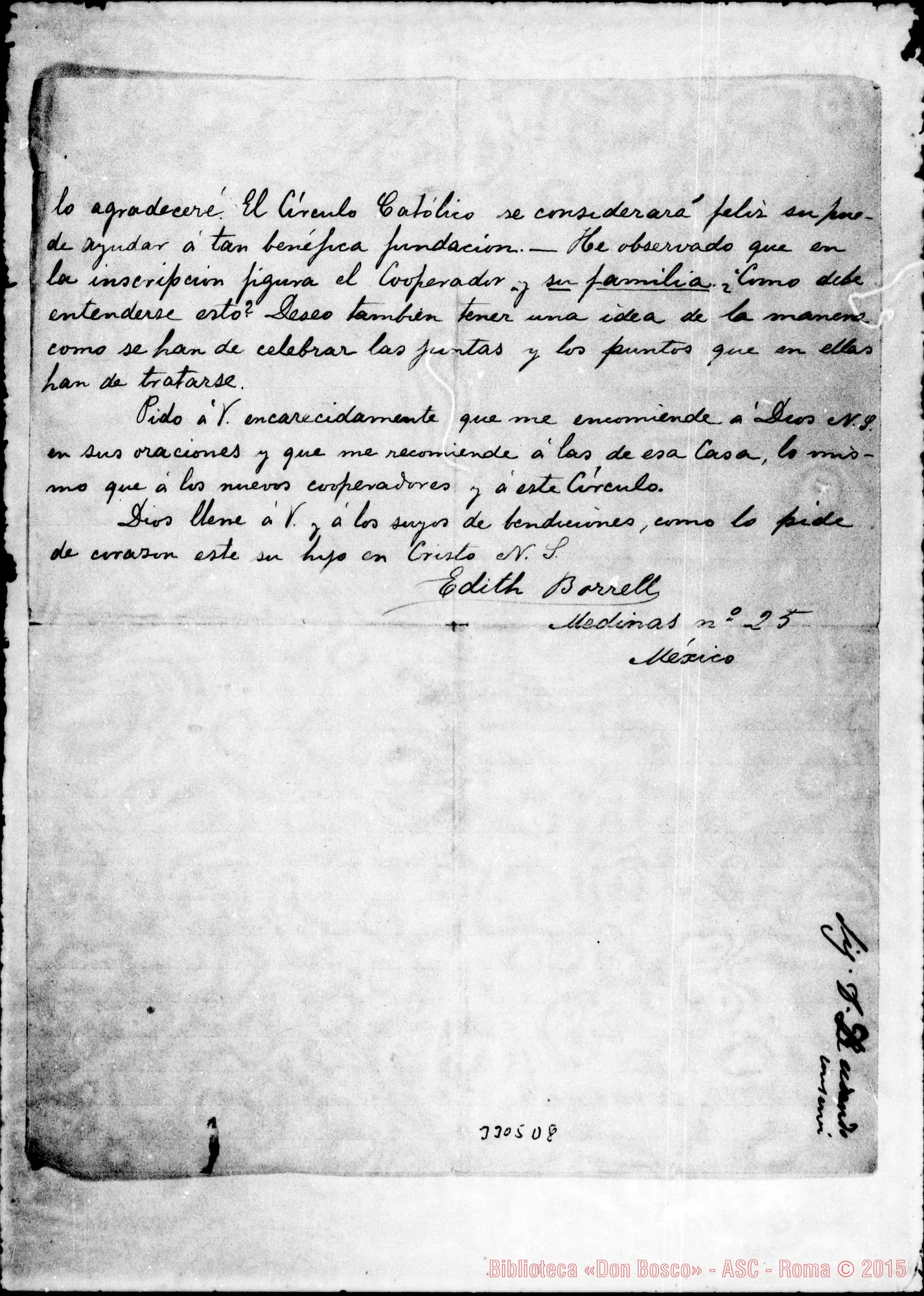 Fotogramma D 8 — Messico: Edith Borrell-Don Rua. México, 26-06-1889 Autogr. Rua