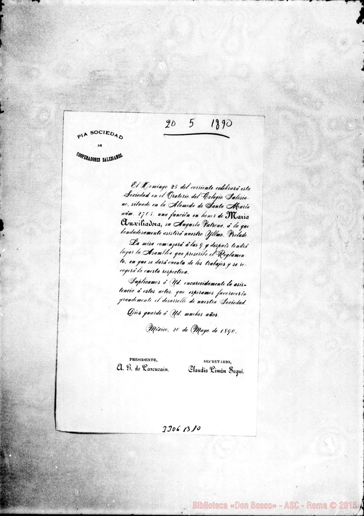 Fotogramma B 10 — Angel G. de Lascurain ai cooperatori. Stampato
