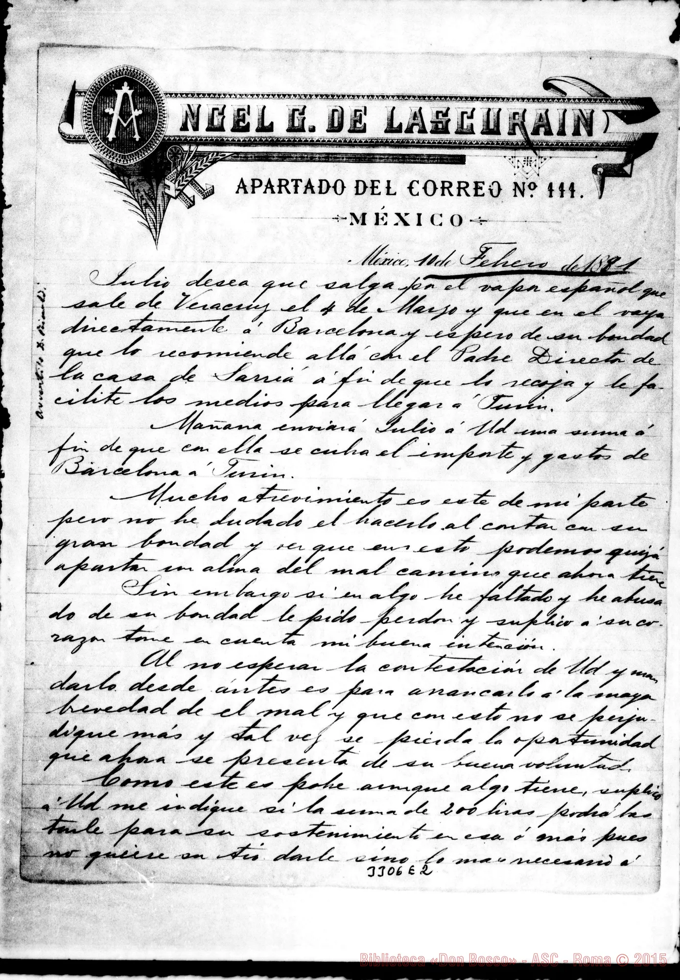 Fotogramma E 2 — Angel G. de Lascurain-Don Rua. México, 10-02-1891