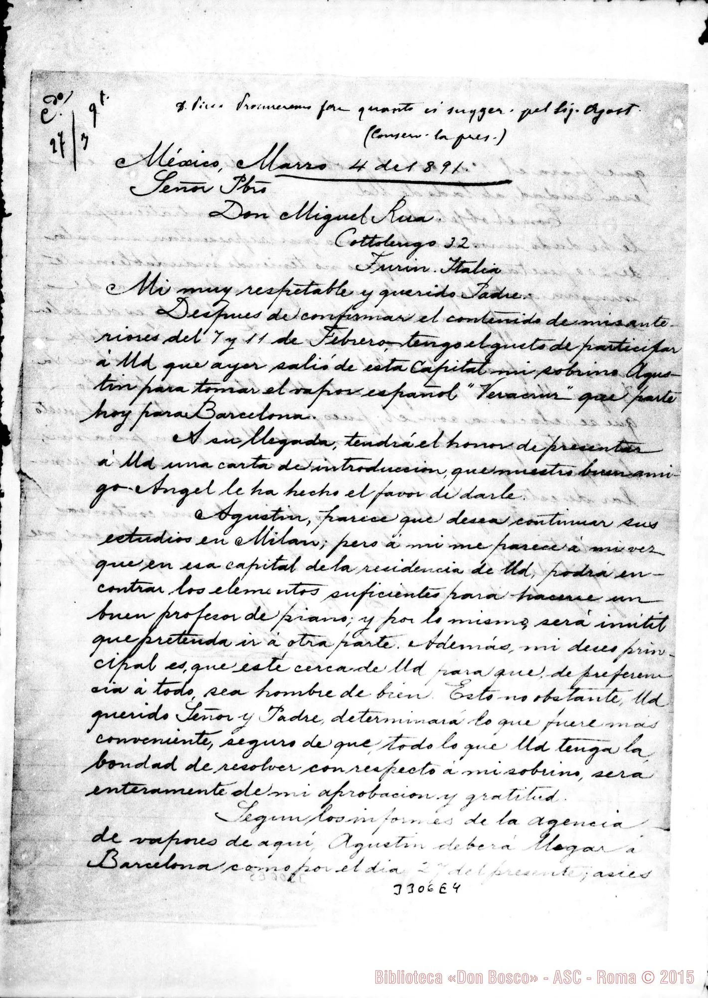 Fotogramma E 4 — Julio M. Hernández-Don Rua. México, 4-03-1891 Autogr. Rua