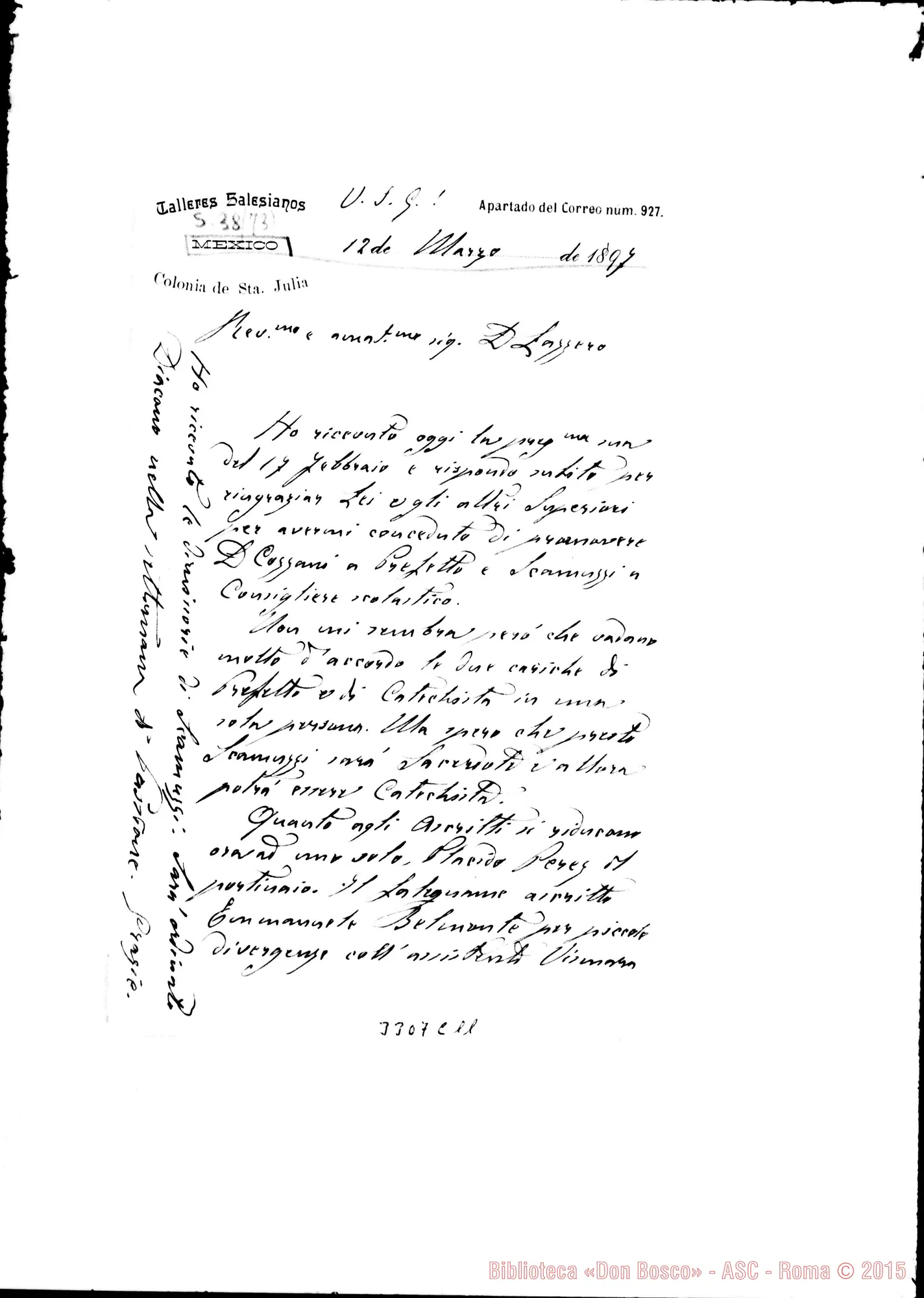 Fotogramma C 11 — Collegio S.ta Julia-Don Lazzero. México, 28-02-1897