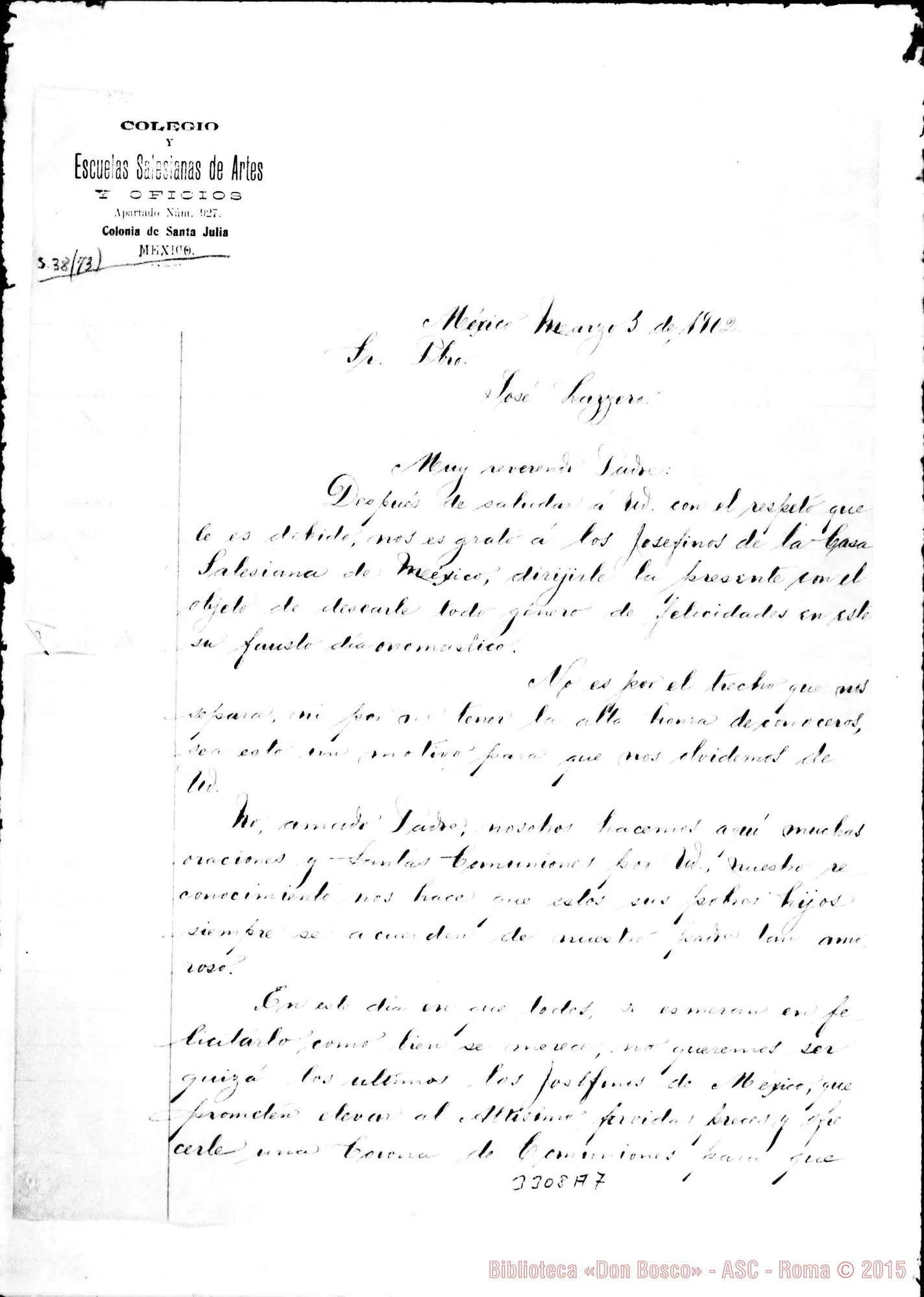Fotogramma A 7 — Los Josefinos de México-Don José Lazzero. México, 5-03-1902