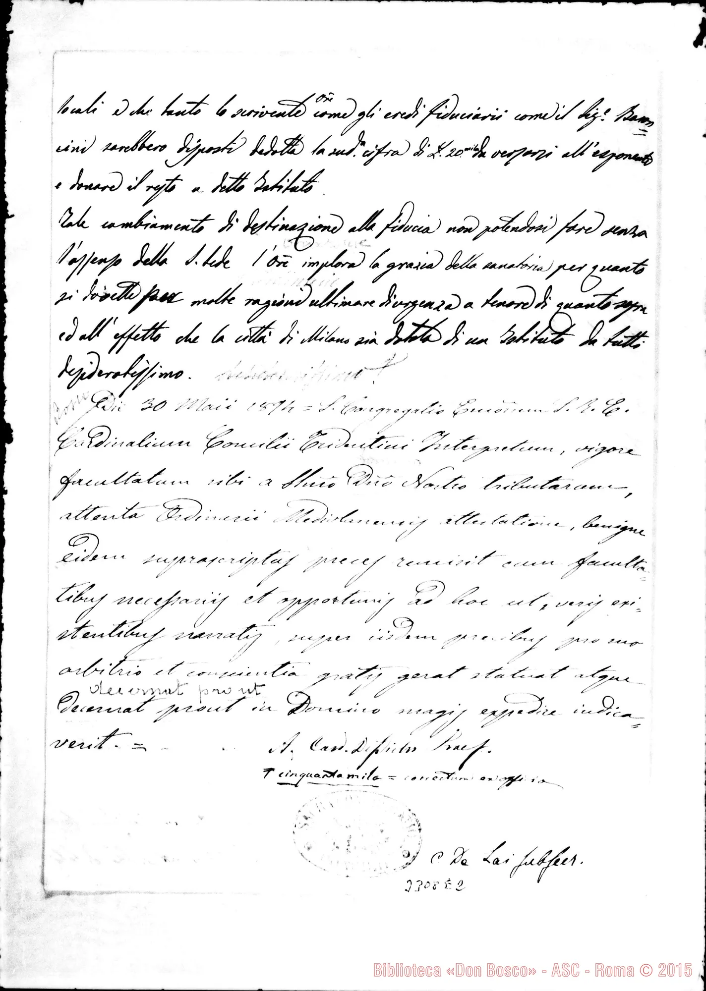 Fotogramma E 2 — Don Carlo Locatelli: Supplica al Papa, il 30-05-1894