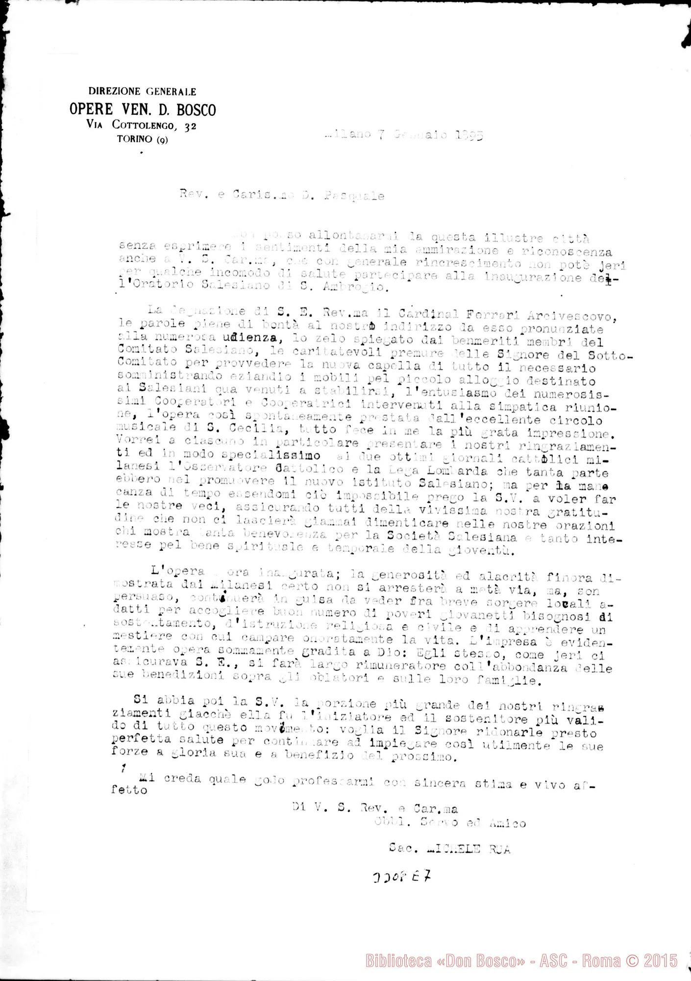 Fotogramma E 7 — Don Rua-Don Morganti. Copia di 4 lettere del 1895