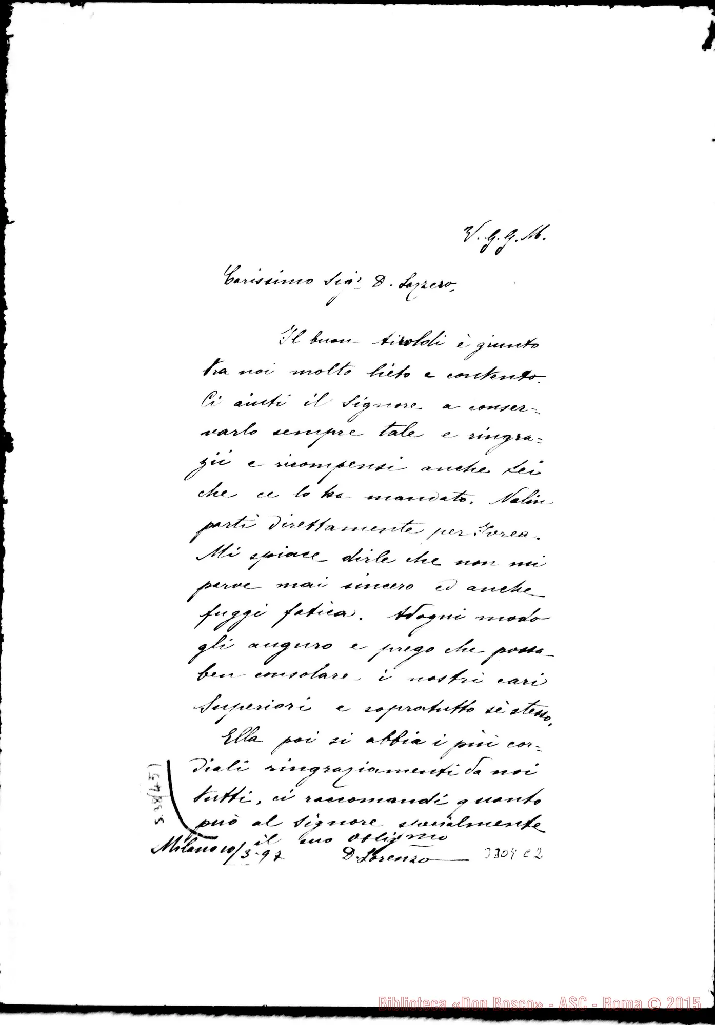 Fotogramma C 2 — Don Lorenzo Saluzzo-Don Lazzero. Milano, 10-03-1897