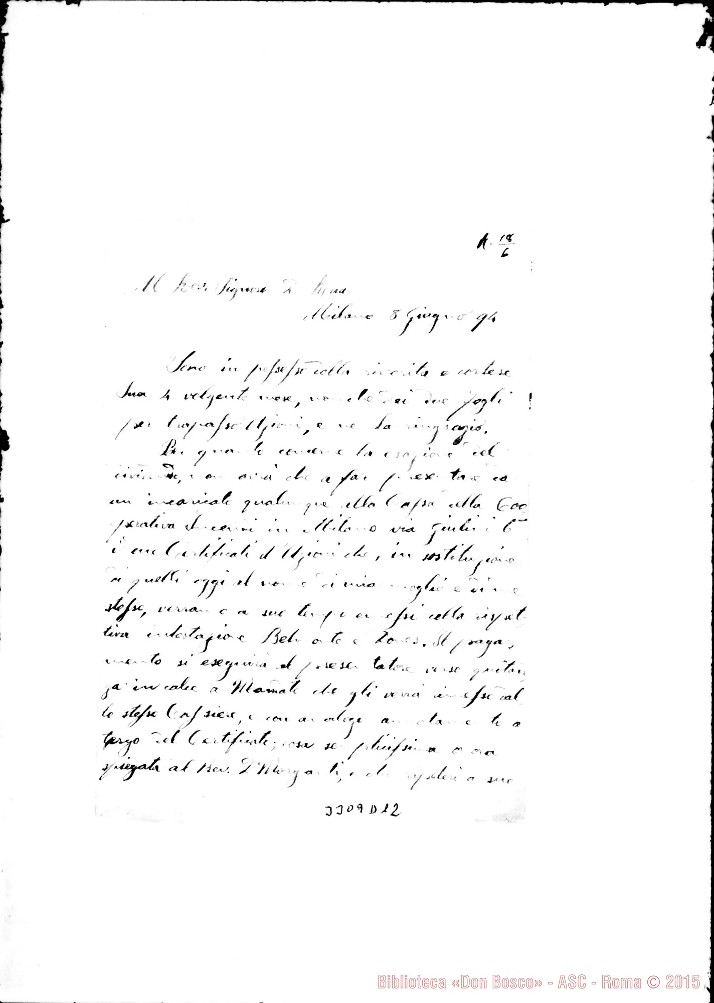 Fotogramma D 12 — Fr. Zucchi Pecoroni-Don Rua. Milano, 8-06-1894