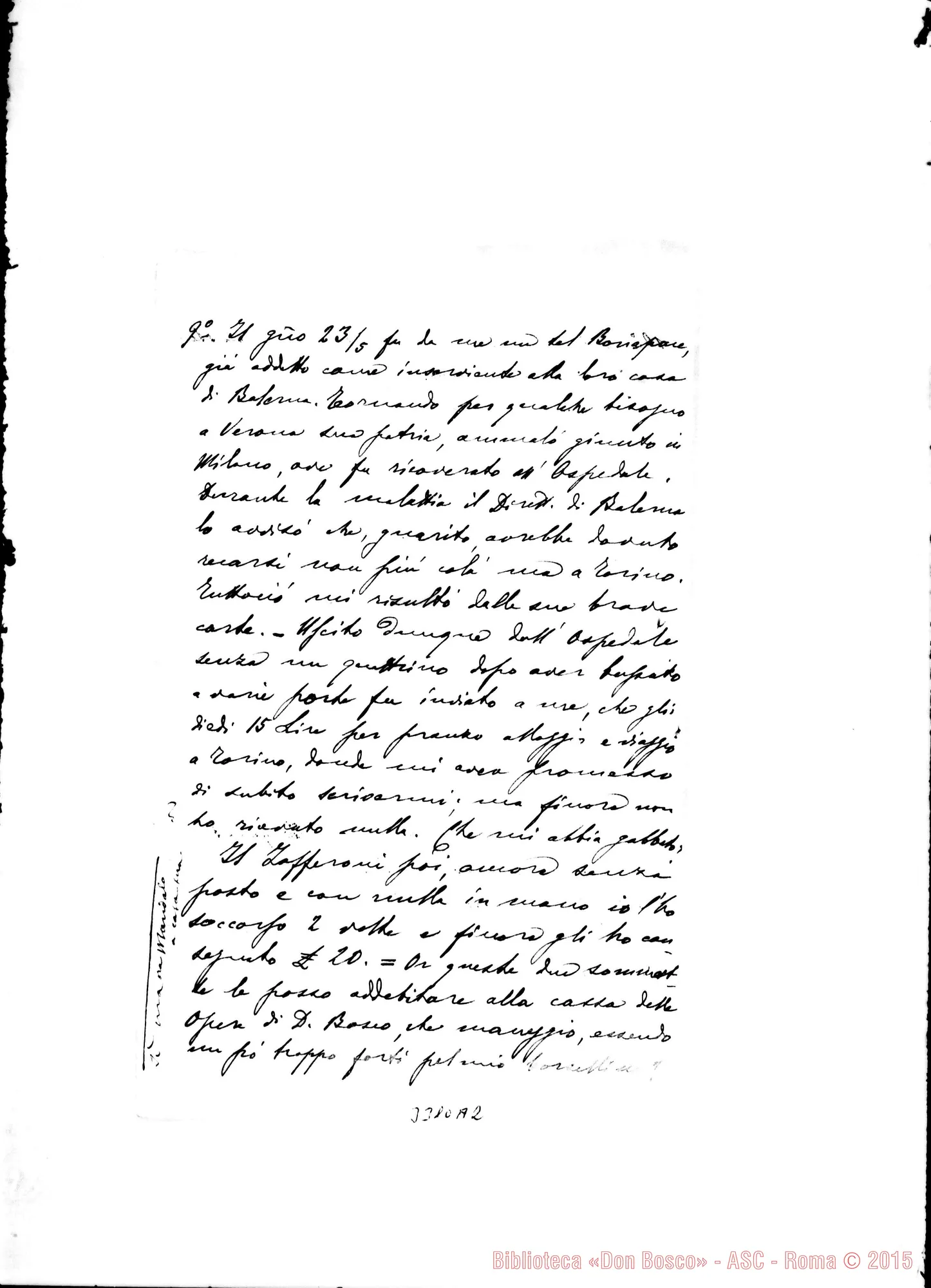 Fotogramma A 2 — Don Pasquale Morganti-Don Rua. Milano, il 10-06-1894 Autogr. Rua
