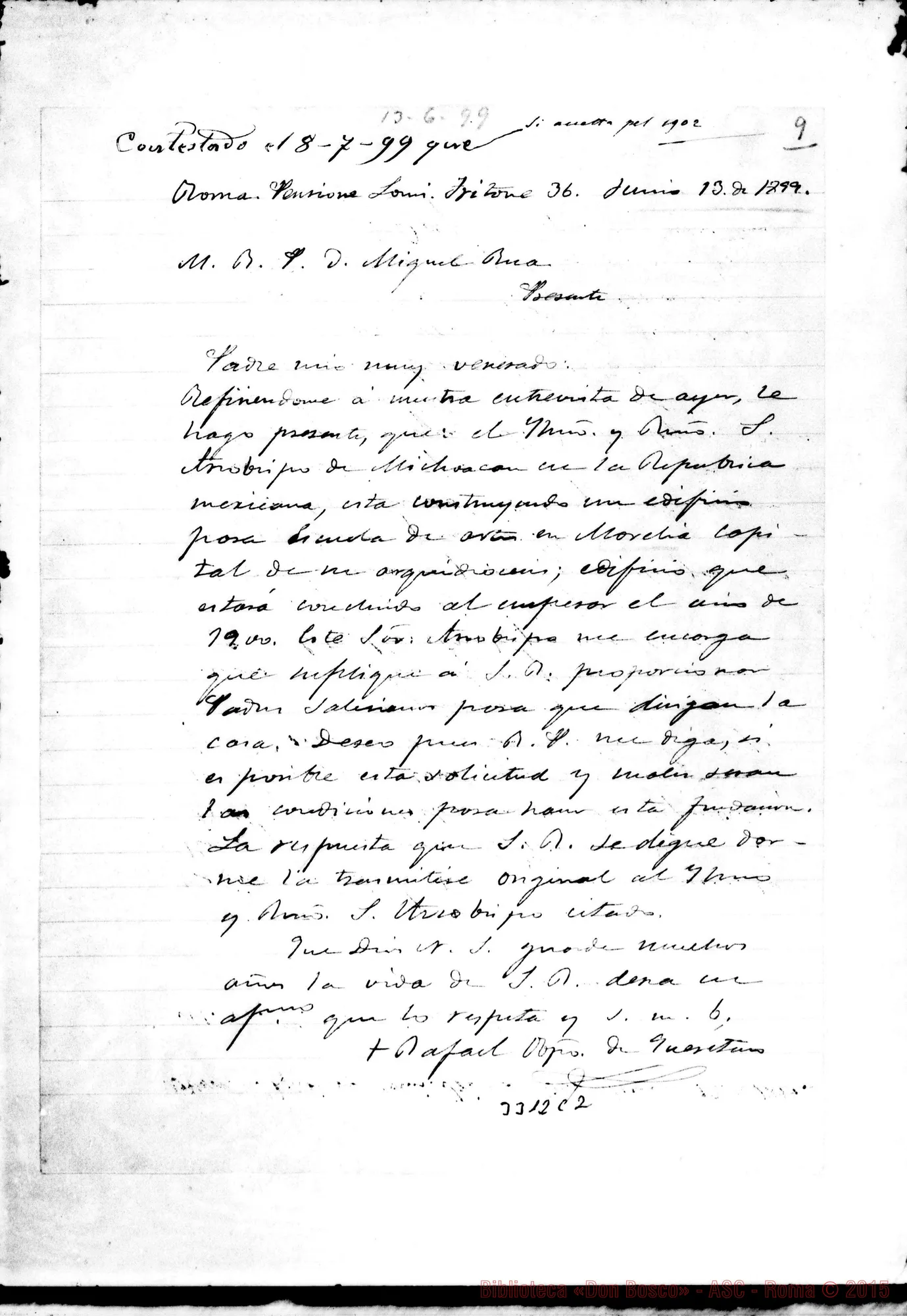 Fotogramma C 2 — Raffele Camacho, vesc. di Querétaro-Don Rua. Roma, 13-06-1899