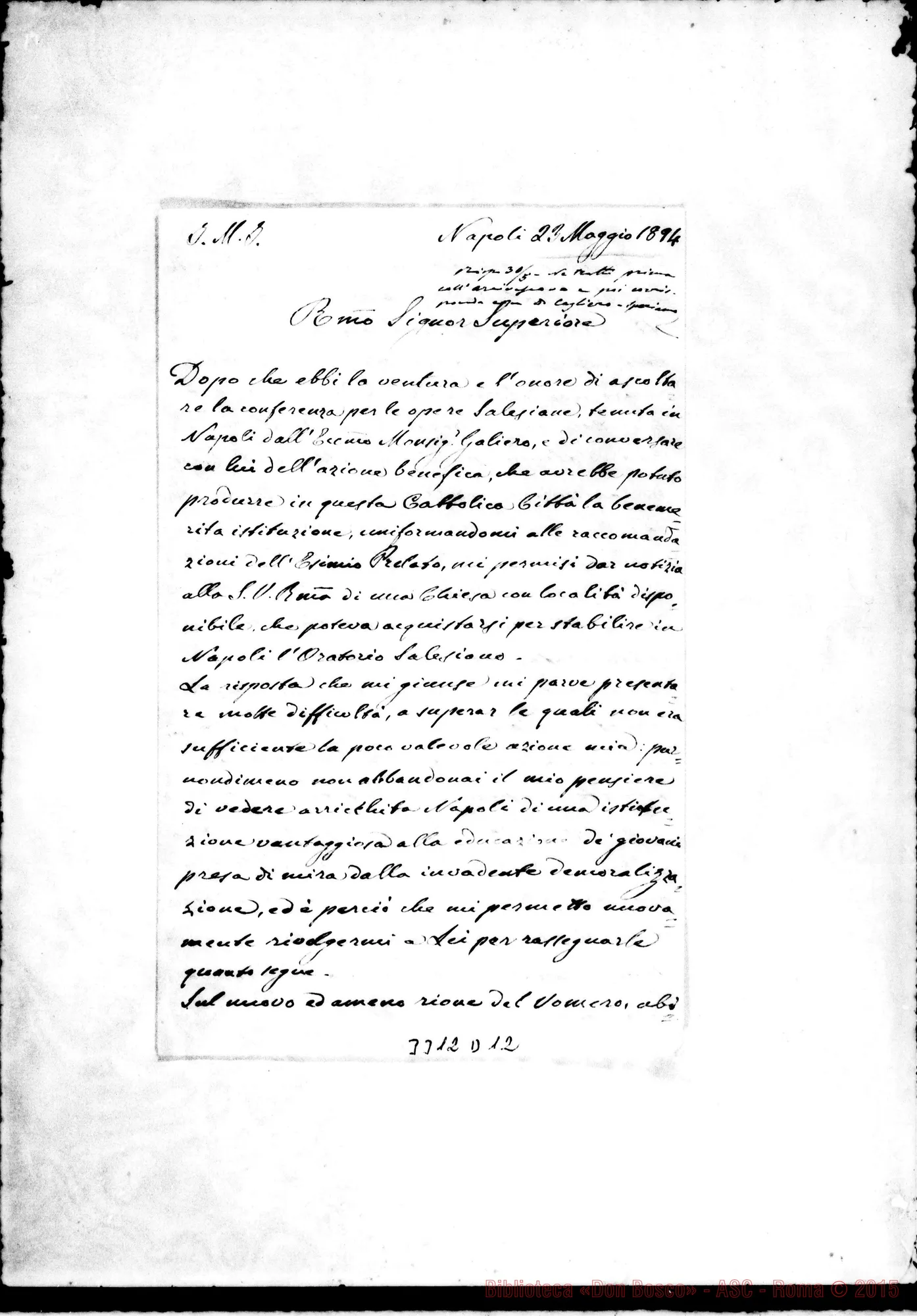Fotogramma D 12 — Avv. Pietro Longobardi-Don Rua. Napoli, 23-05-1894